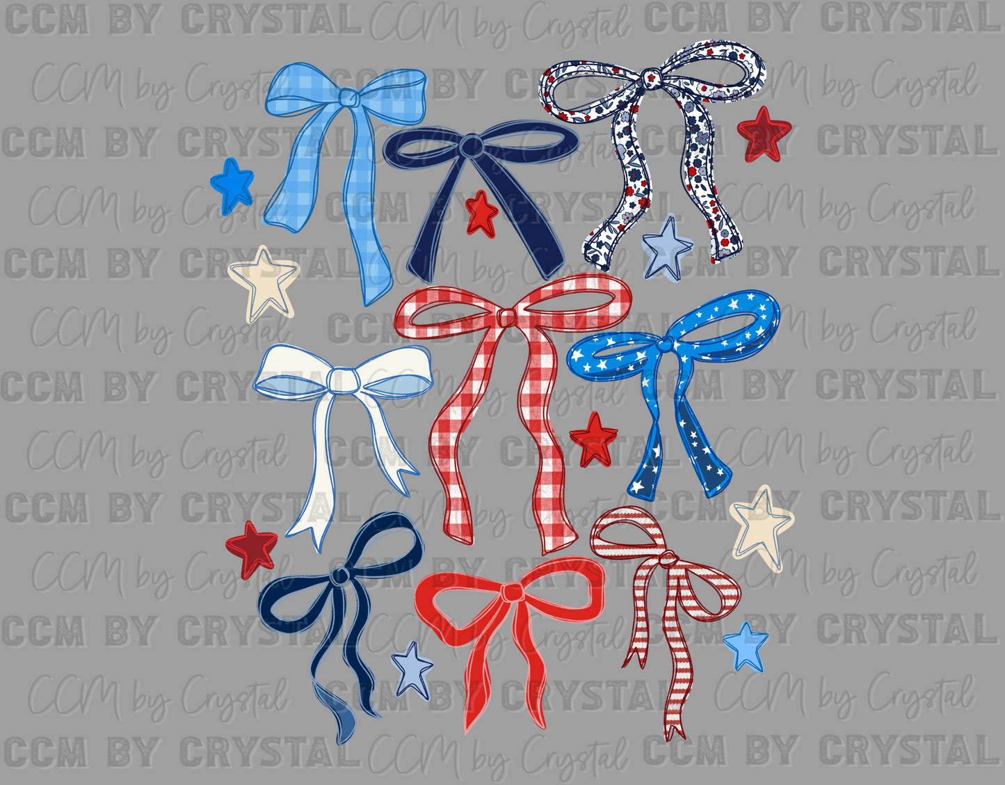 Bows Coquette Fourth of July 4th Patriotic Ready to Press Transfer DTF Transfer