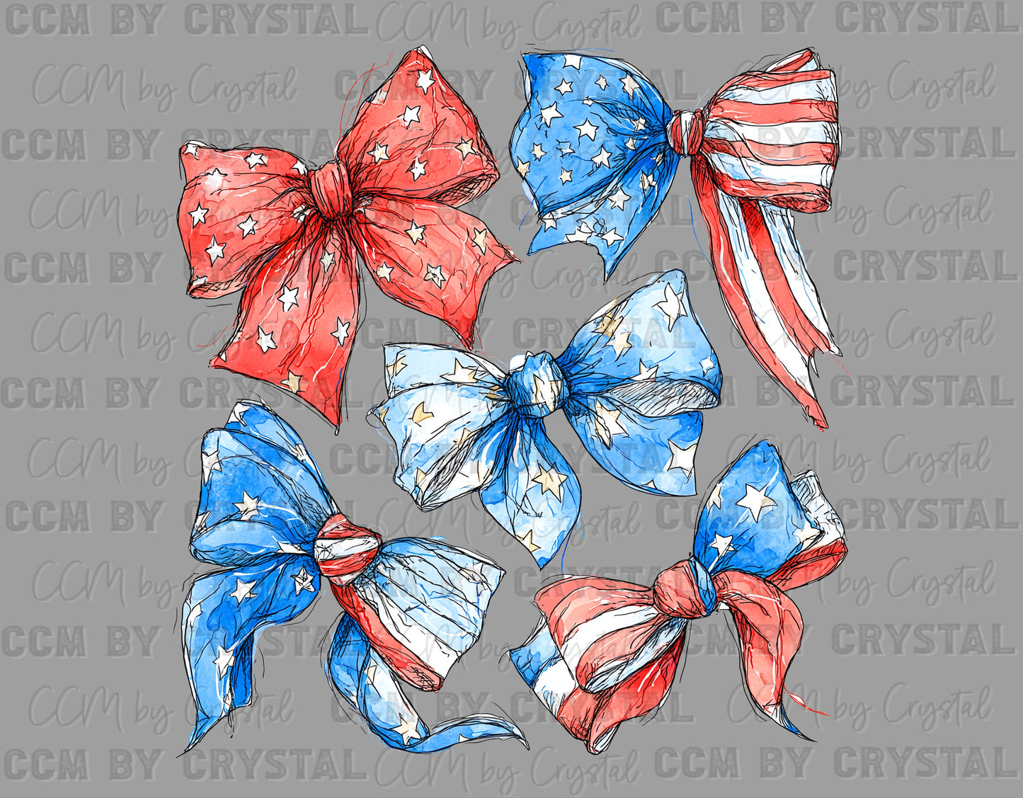 Bows Coquette Fourth of July 4th Patriotic Ready to Press Transfer DTF Transfer