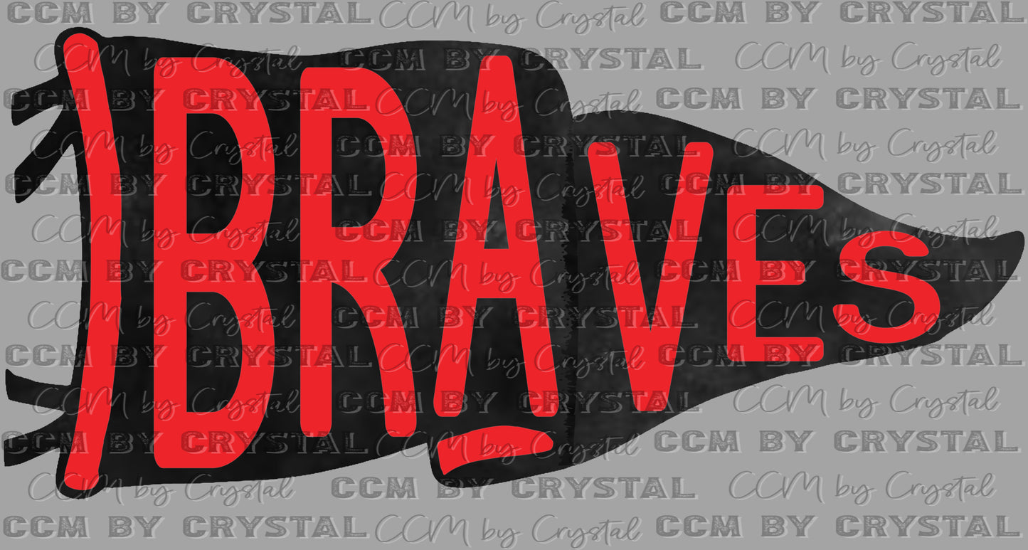 Braves Pennant Mascot Ready to Press Transfer DTF Transfer Sublimation Transfer