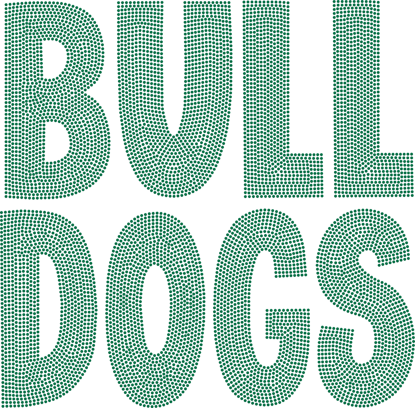 Bulldogs Stacked 11" One Color Ready to Press Spangle Transfer Bling Transfer Sparkle Transfer