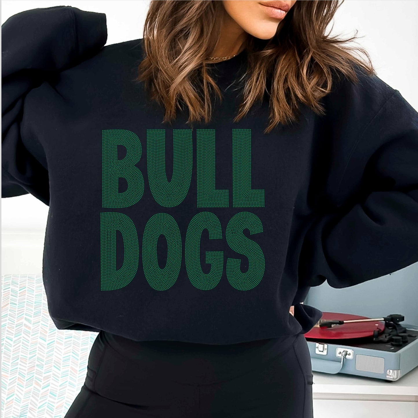 Bulldogs Stacked 11" One Color Ready to Press Spangle Transfer Bling Transfer Sparkle Transfer