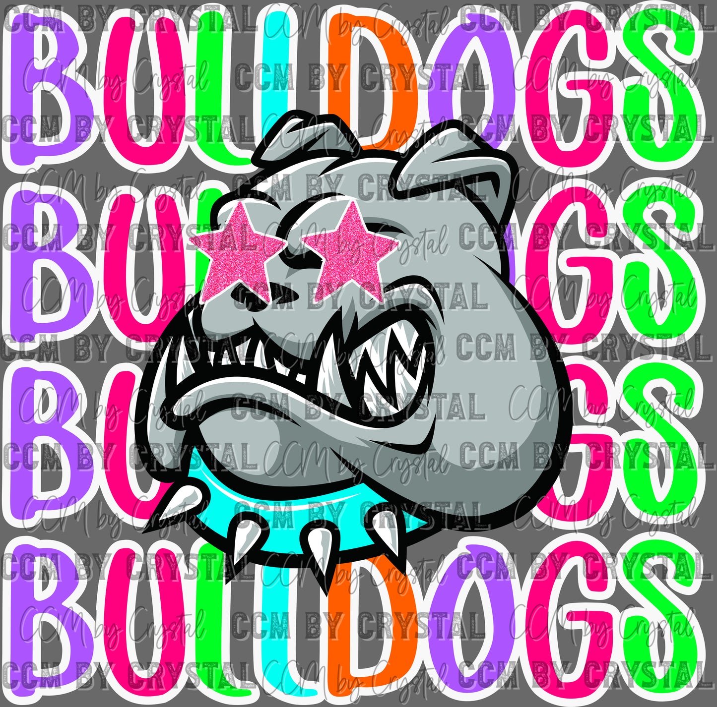 Bulldogs Colorful Mascot Ready to Press Transfer DTF Transfer Sublimation Transfer