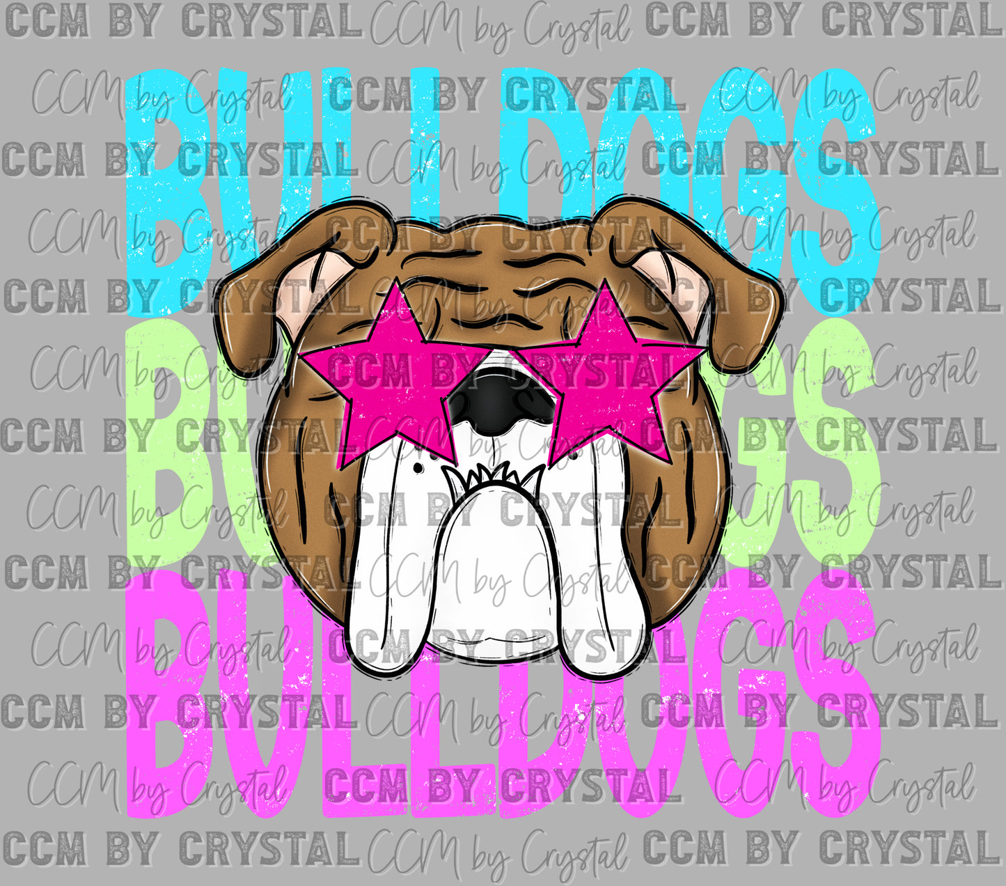 Bulldogs Colorful Mascot Ready to Press Instant Peel DTF Transfers Sublimation Transfers