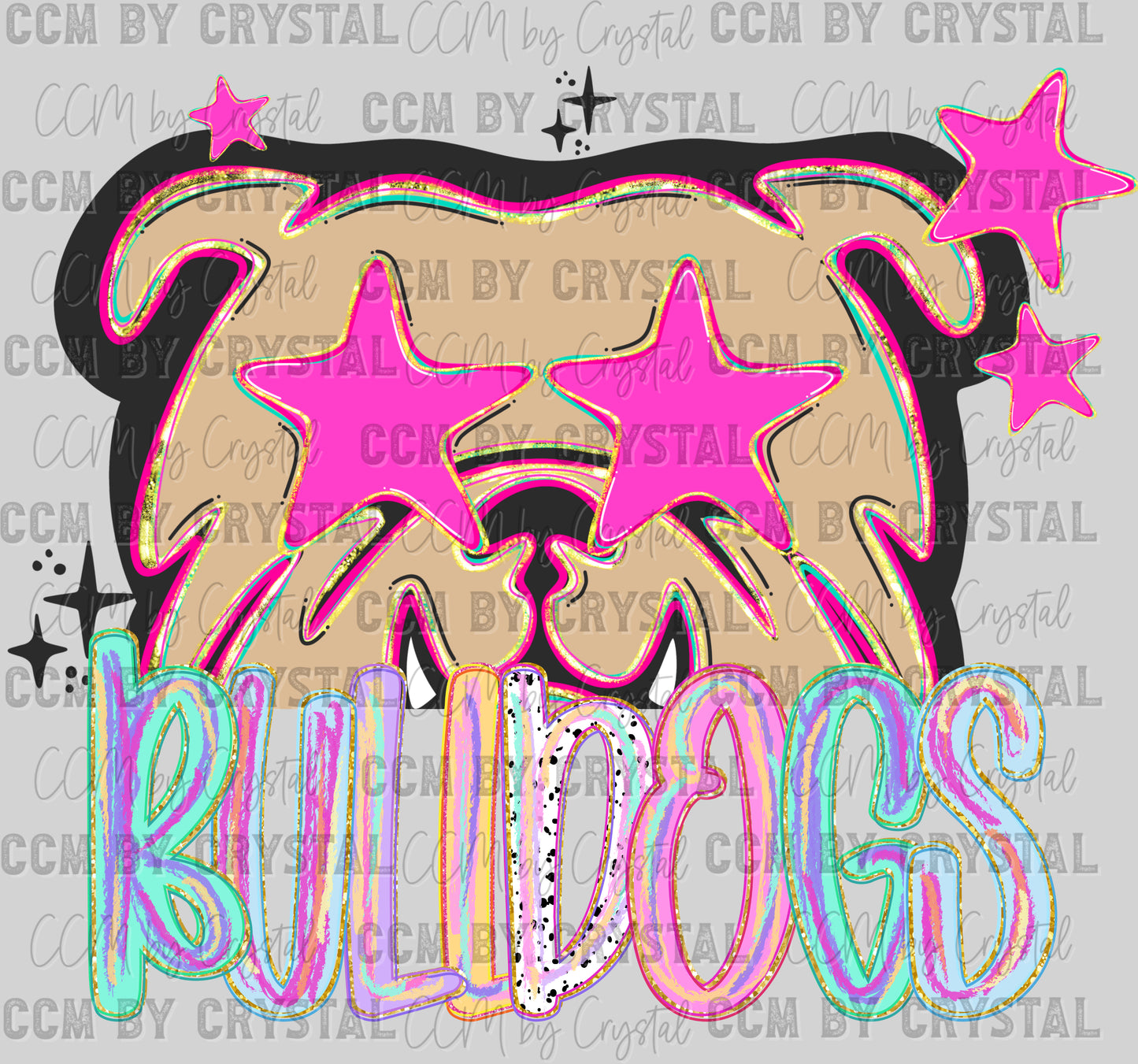 Bulldogs Pastel Mascot Ready to Press DTF Transfers Sublimation Transfers