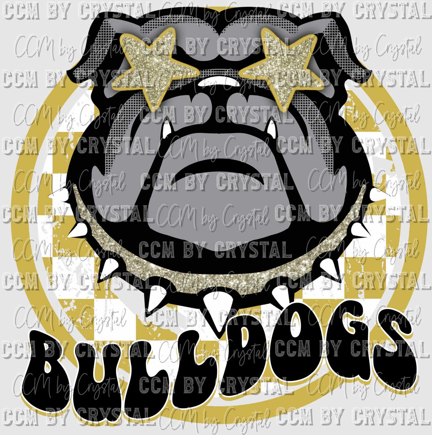 Bulldogs Black and Vegas Gold Mascot Ready to Press Transfer