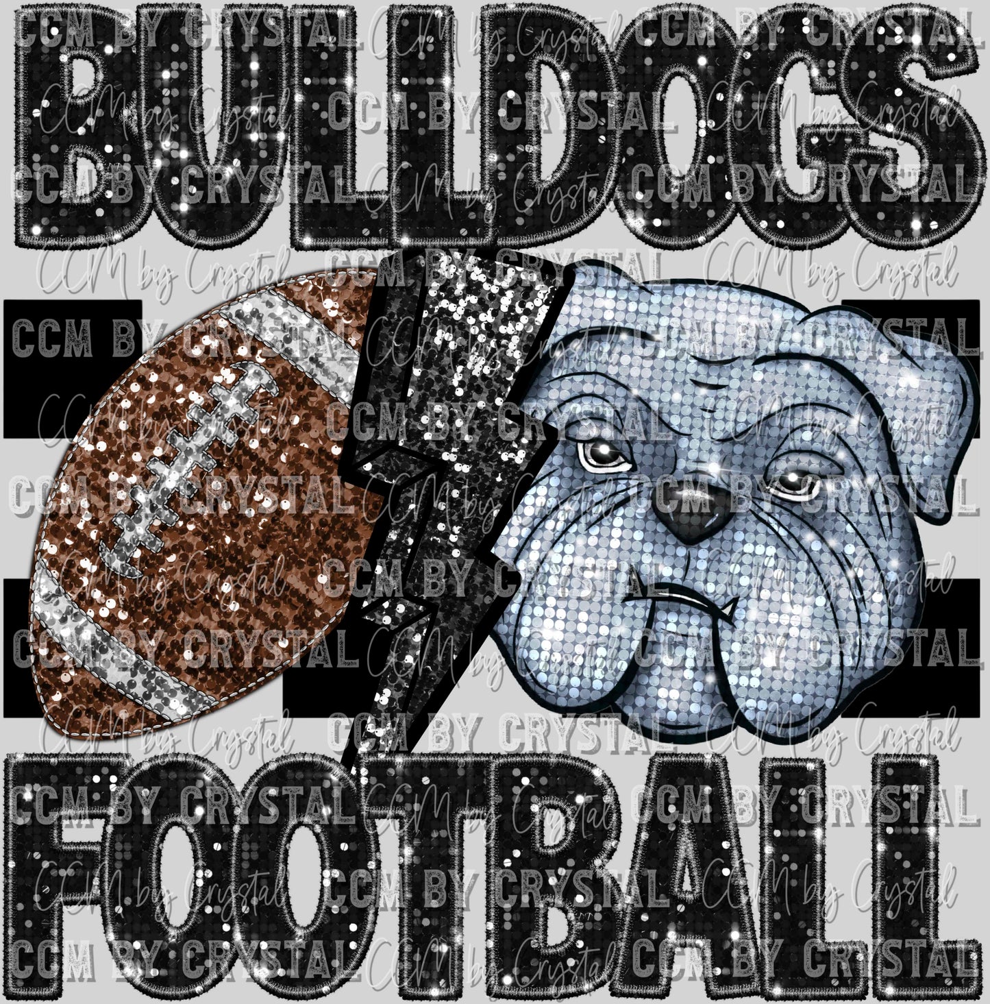 Bulldogs Football Faux Sequins Faux Embroidery Ready to Press Transfer