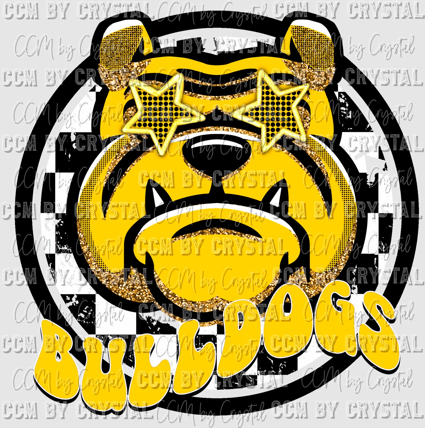 Bulldogs Black and Yellow Gold Mascot Ready to Press Transfer