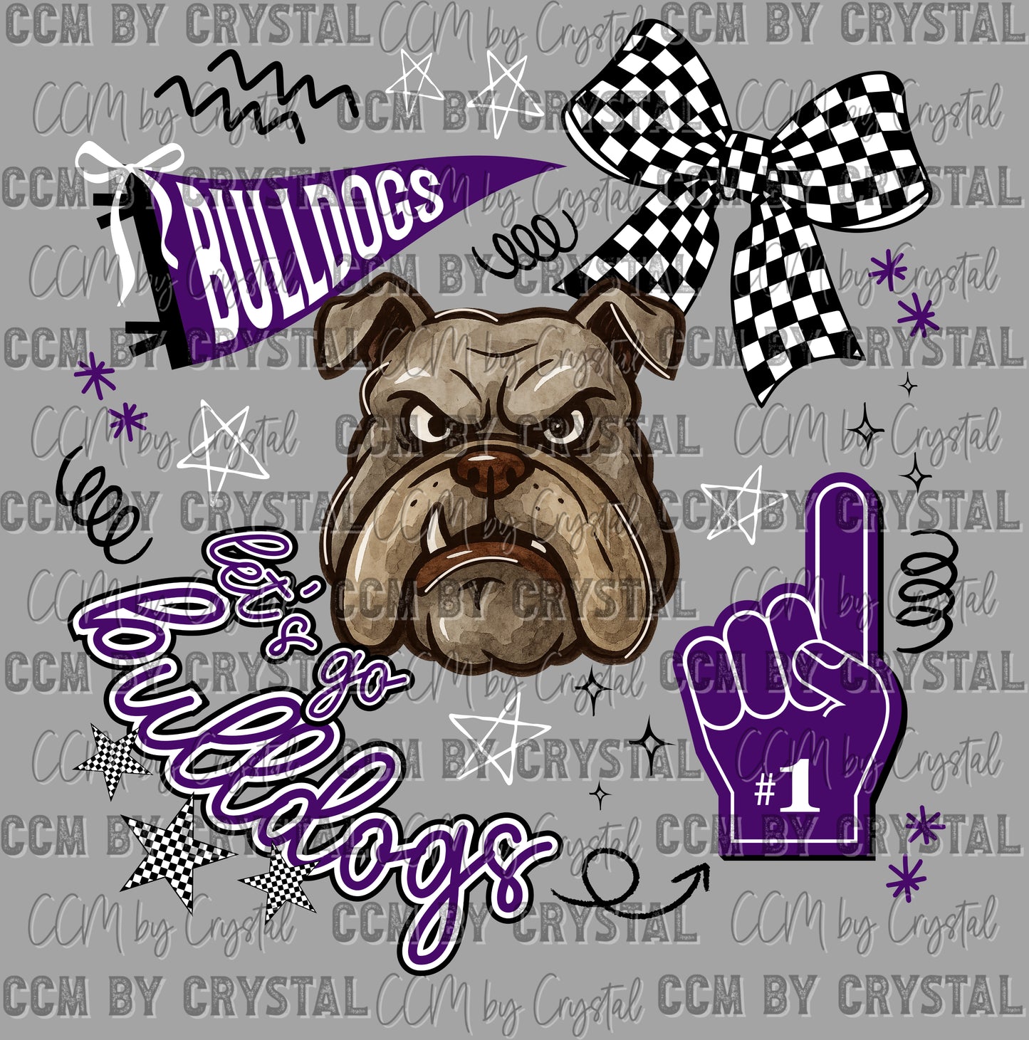 Let's Go Bulldogs Purple Ready to Press Instant Peel DTF Transfers Sublimation Transfers