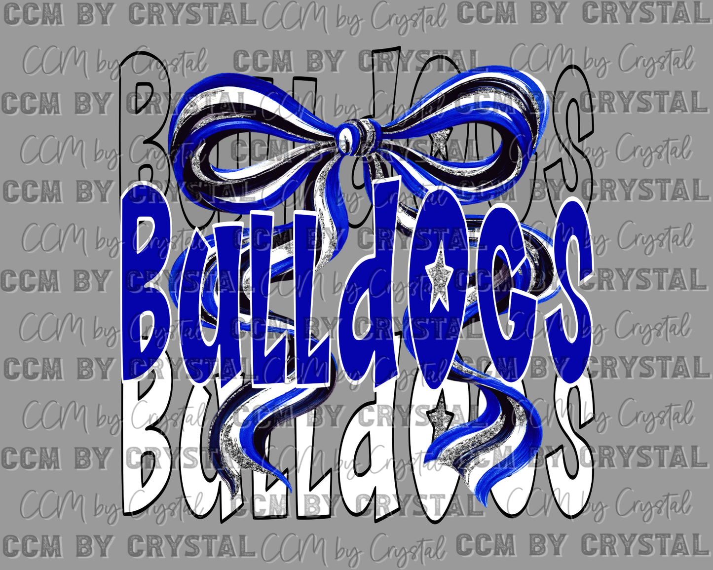 Bulldogs White Outline Mascot Ready to Press Transfer DTF Transfer Sublimation Transfer