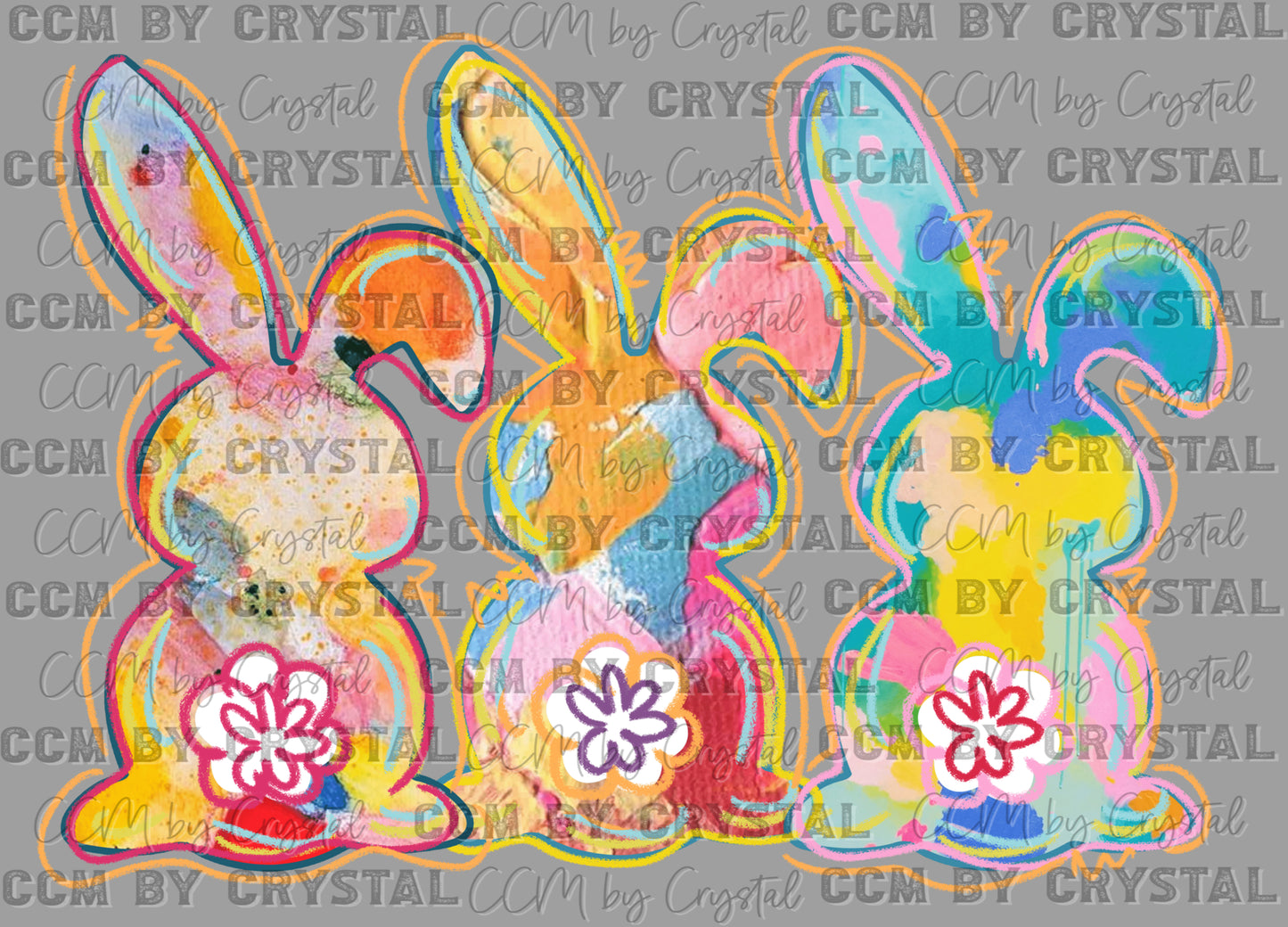 Watercolor Bunnies Easter Ready to Press Transfer DTF Transfer Sublimation Transfer
