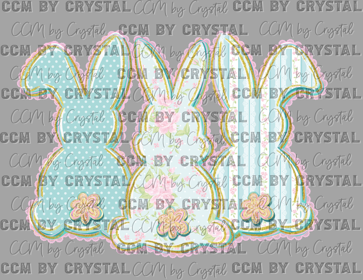 Pastel Bunnies Easter Spring Ready to Press Instant Peel DTF Transfers Sublimation Transfers