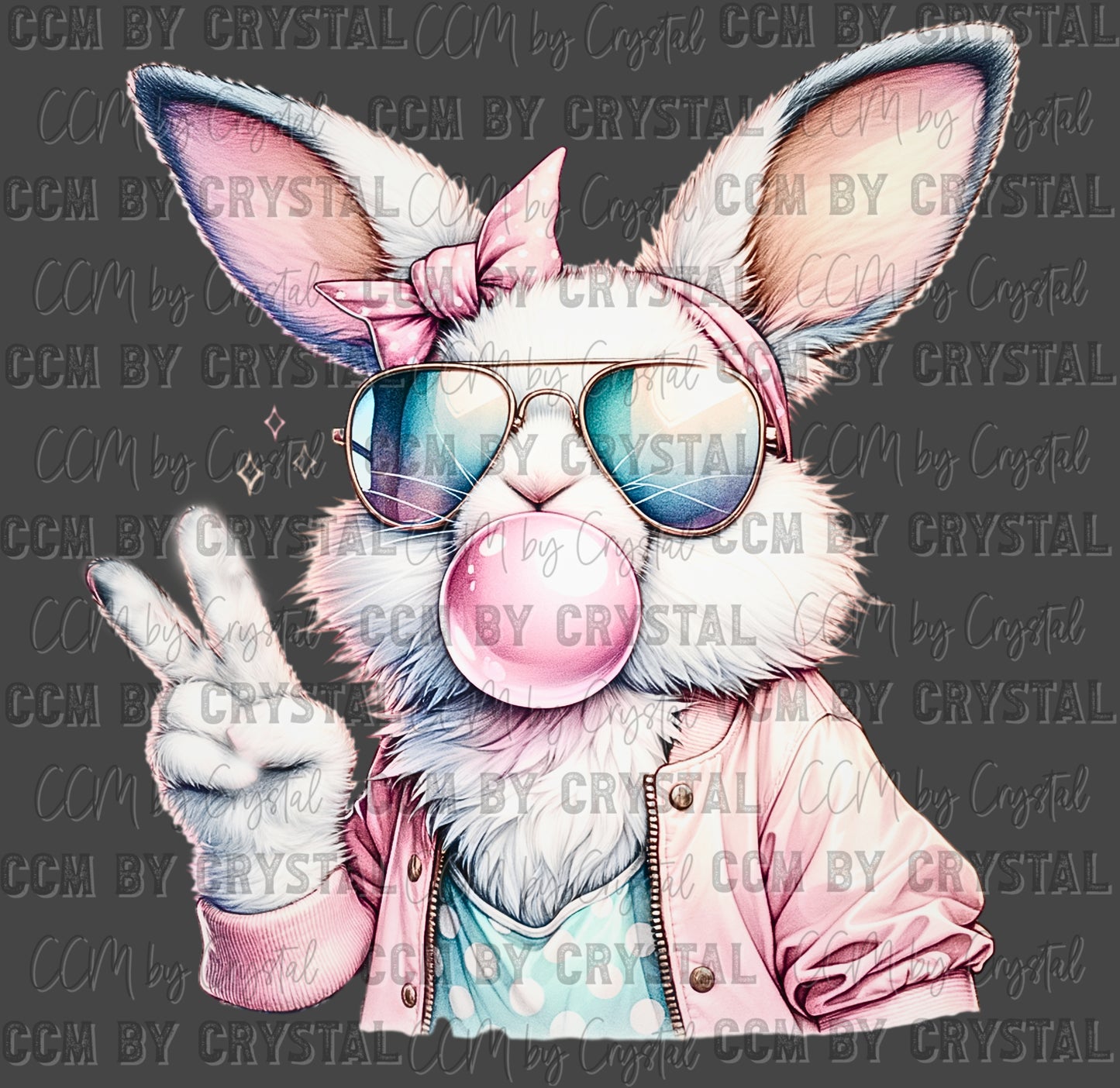 Bubblegum Bunny Easter Christmas Ready to Press Transfer DTF Transfer