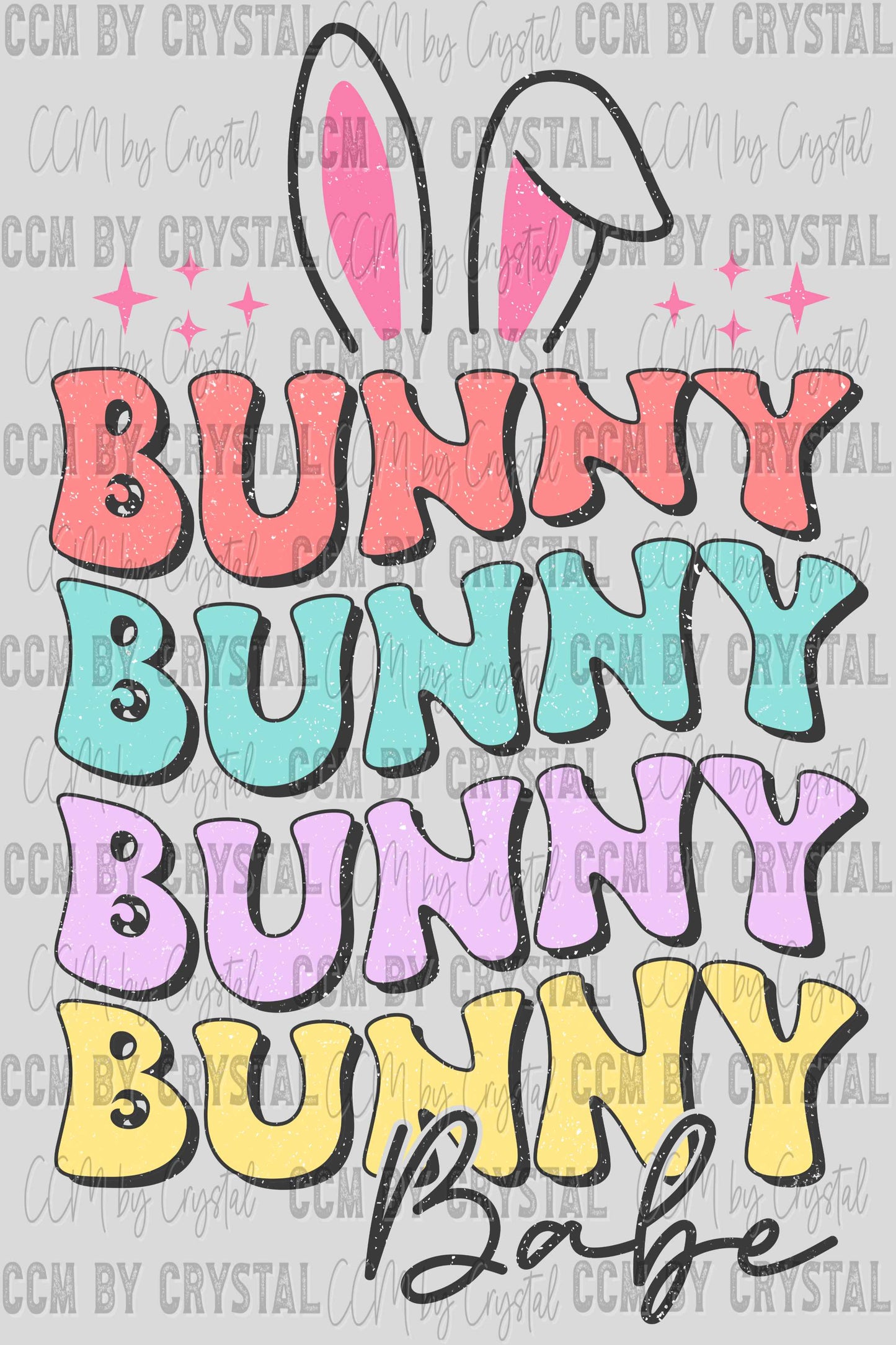 Bunny Babe Easter Wishes Ready to Press Transfer