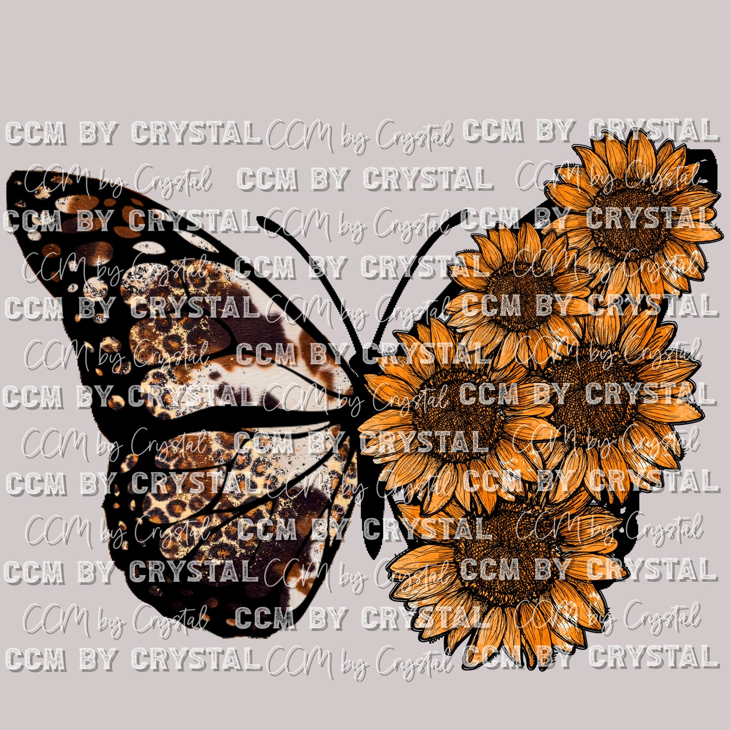 Butterfly Sunflower Ready to Press Transfer