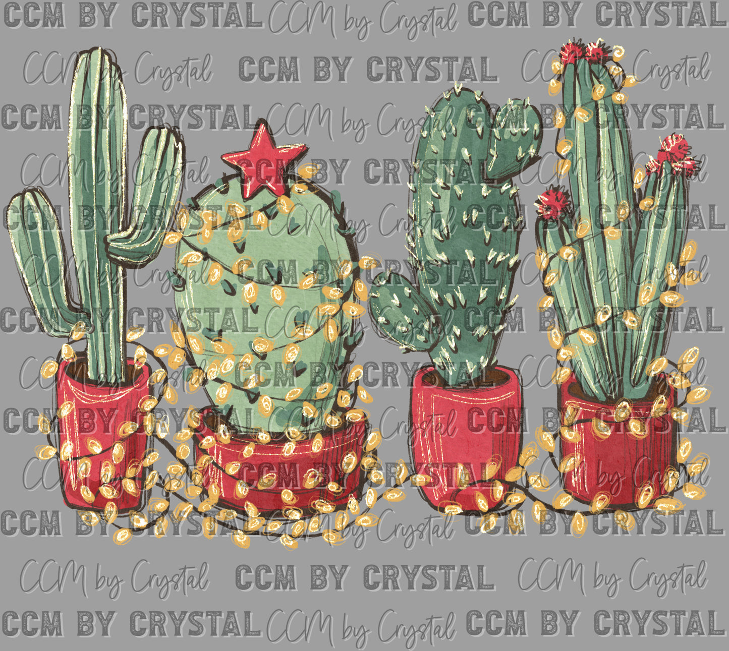 Cactus Christmas Lights UV DTF Transfer Sticker UV Transfer Ready to Apply