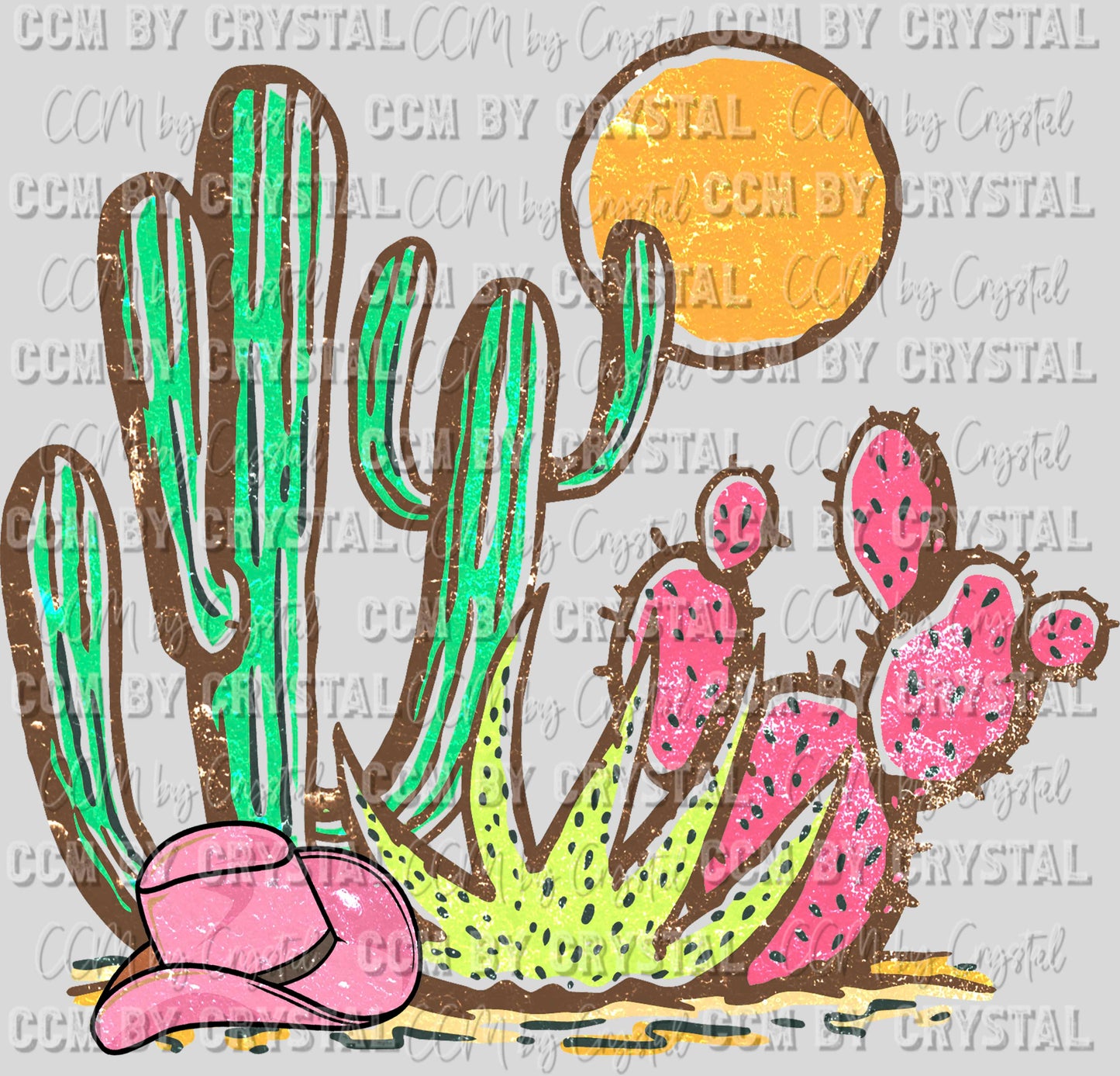 Cactus Desert Western Rodeo Ready to Press Transfer DTF Transfer Sublimation Transfer