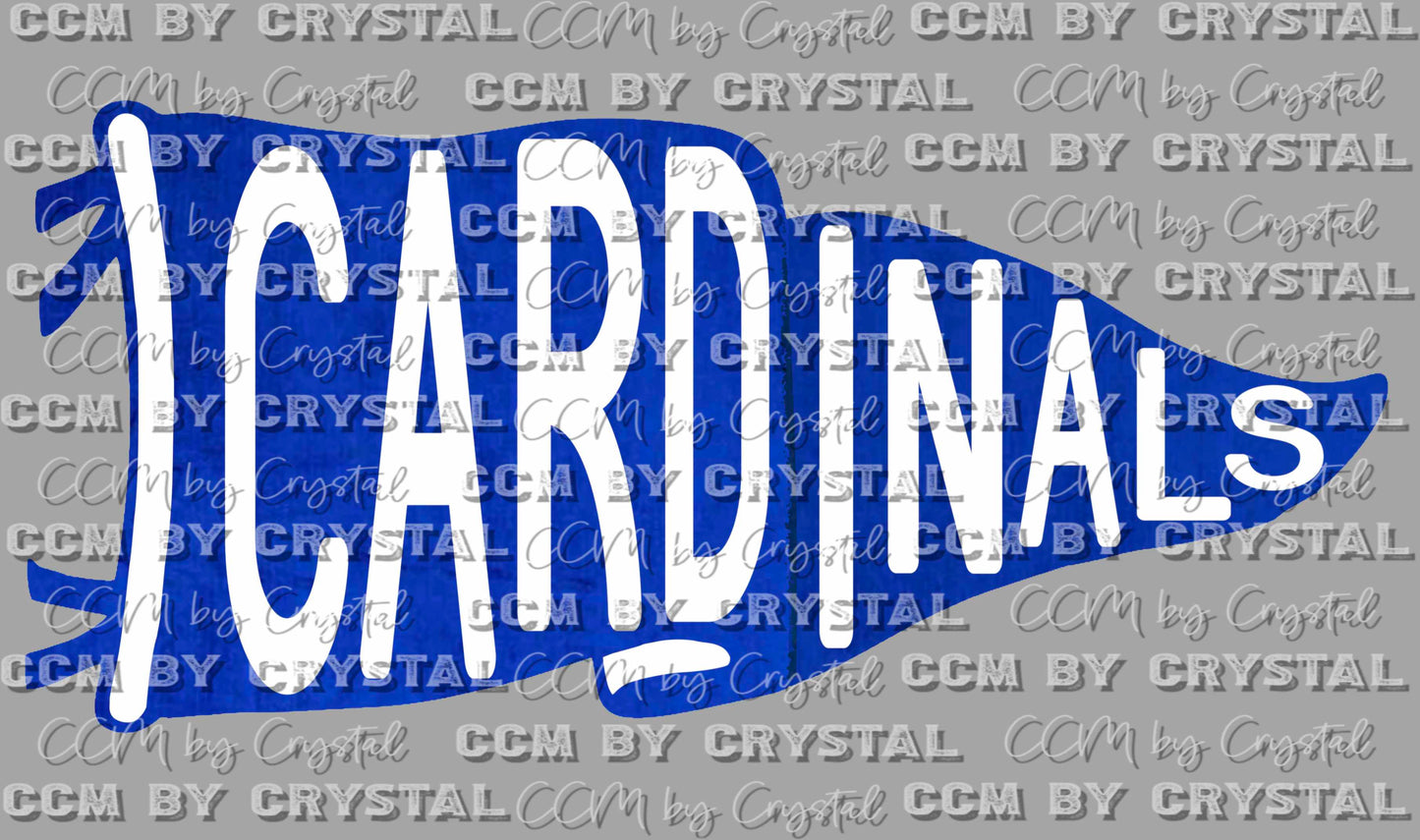 Cardinals Pennant Blue White Ready to Press Transfer DTF Transfer Sublimation Transfer