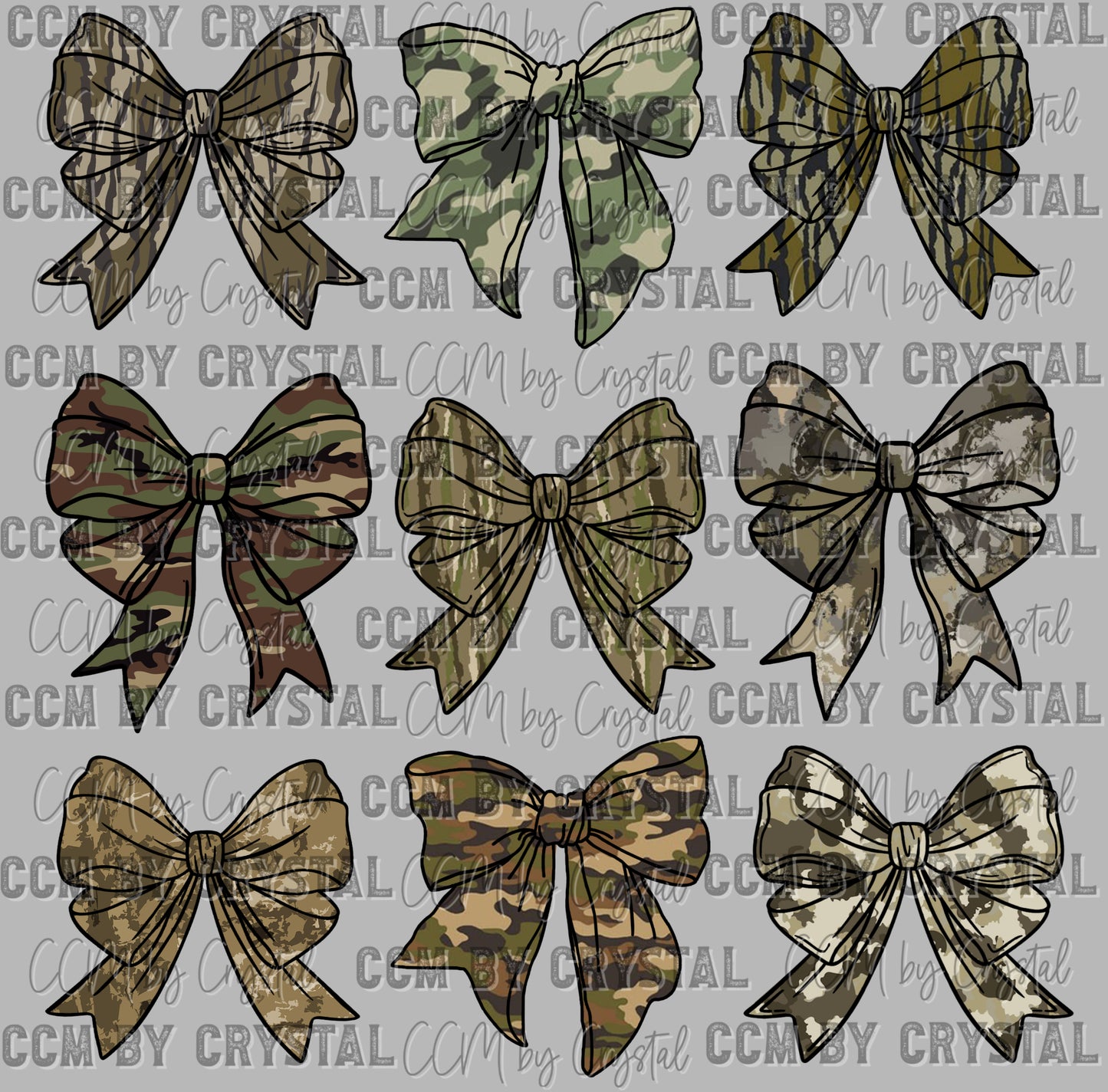 Camo Bow Coquette Ready to Press Transfer DTF Transfer Sublimation Transfer