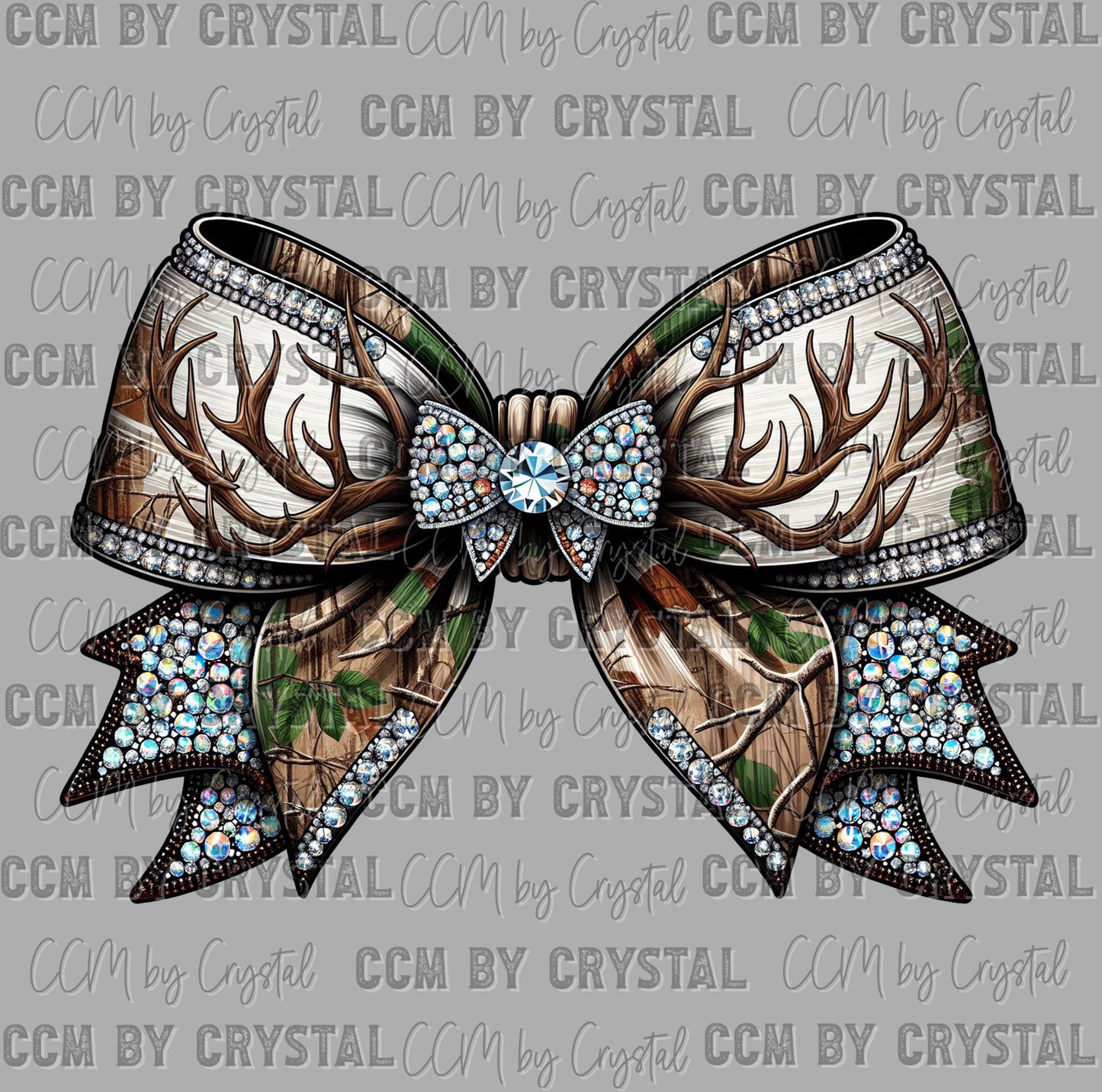 Camo Deer Bow Faux Sequins Ready to Press DTF Transfers Sublimation Transfers