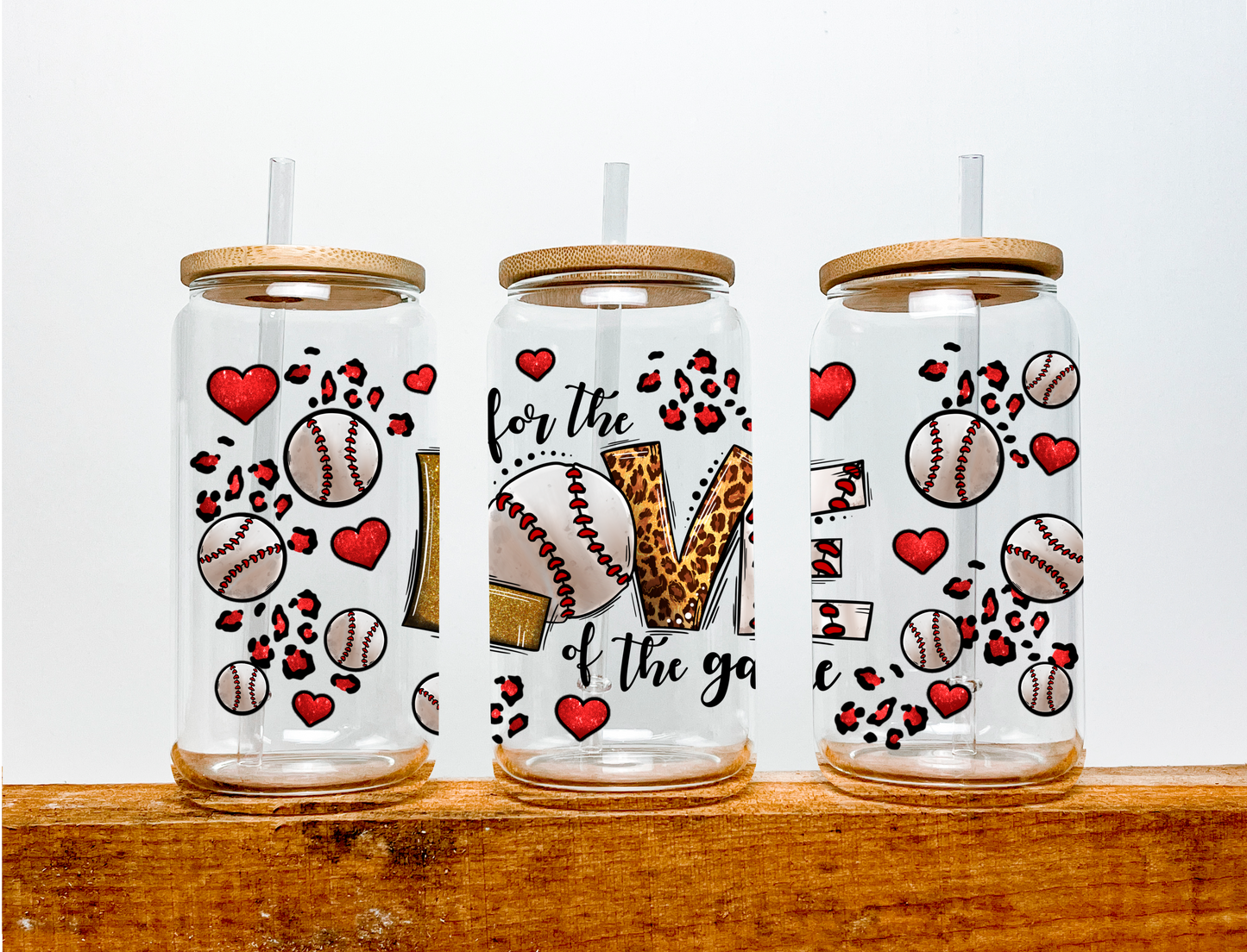 Love Baseball UV Transfer 16oz Libby Glass Can Wrap Ready to Apply