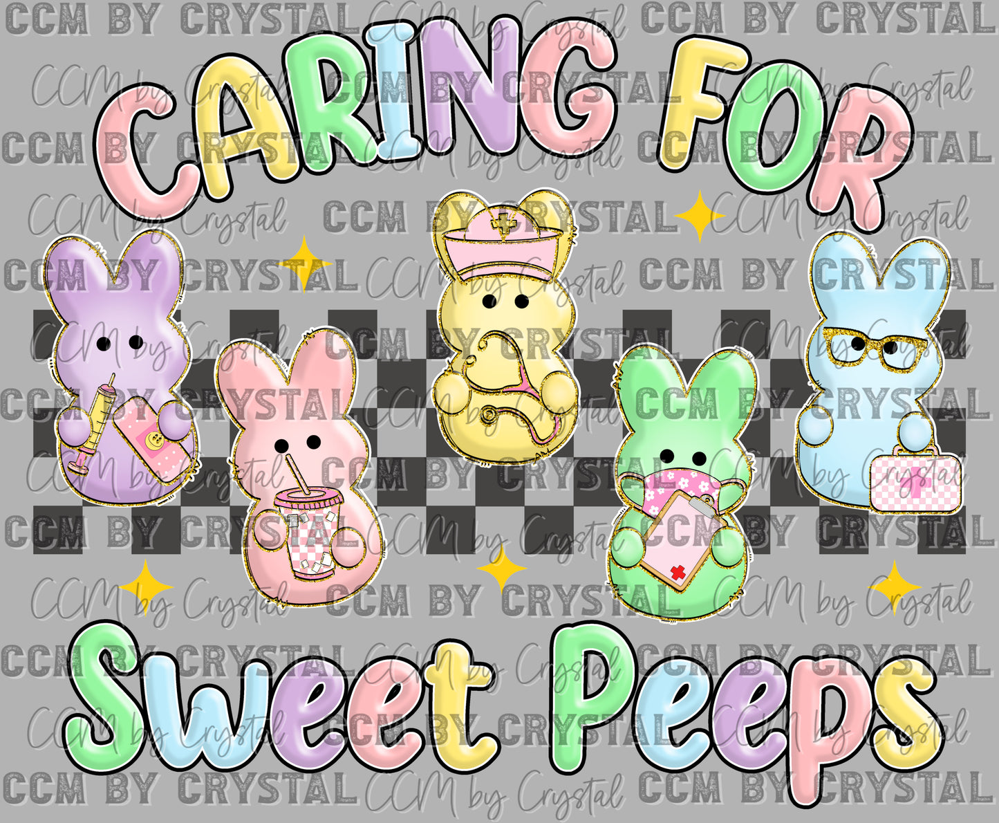 Caring for Sweet Peeps Nurse Ready to Press Transfer DTF Transfer Sublimation Transfer
