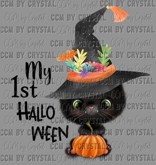 Black Cat My 1st Halloween Ready to Press Transfer DTF Transfer Sublimation Transfer