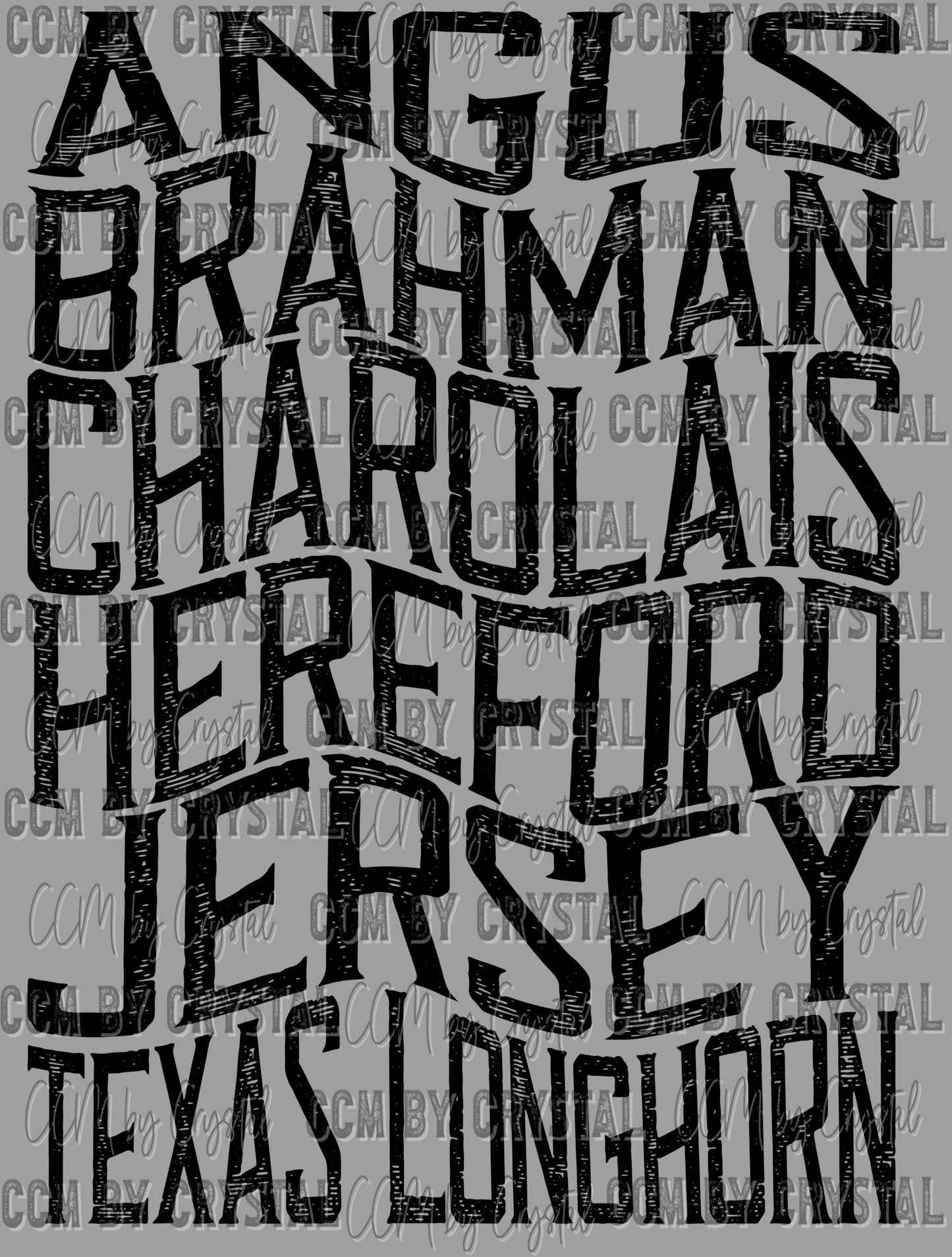 Cattle Names Western Ready to Press Transfer DTF Transfer Sublimation Transfer