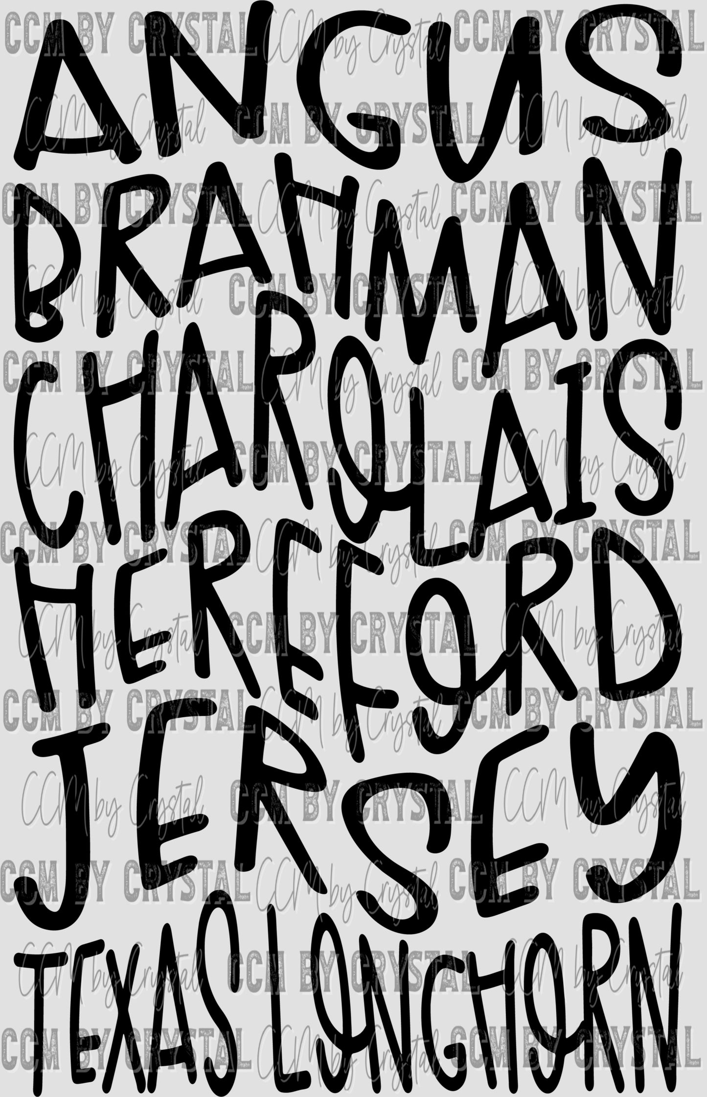 Cattle Names Girly Font Western Ready to Press Transfer DTF Transfer Sublimation Transfer