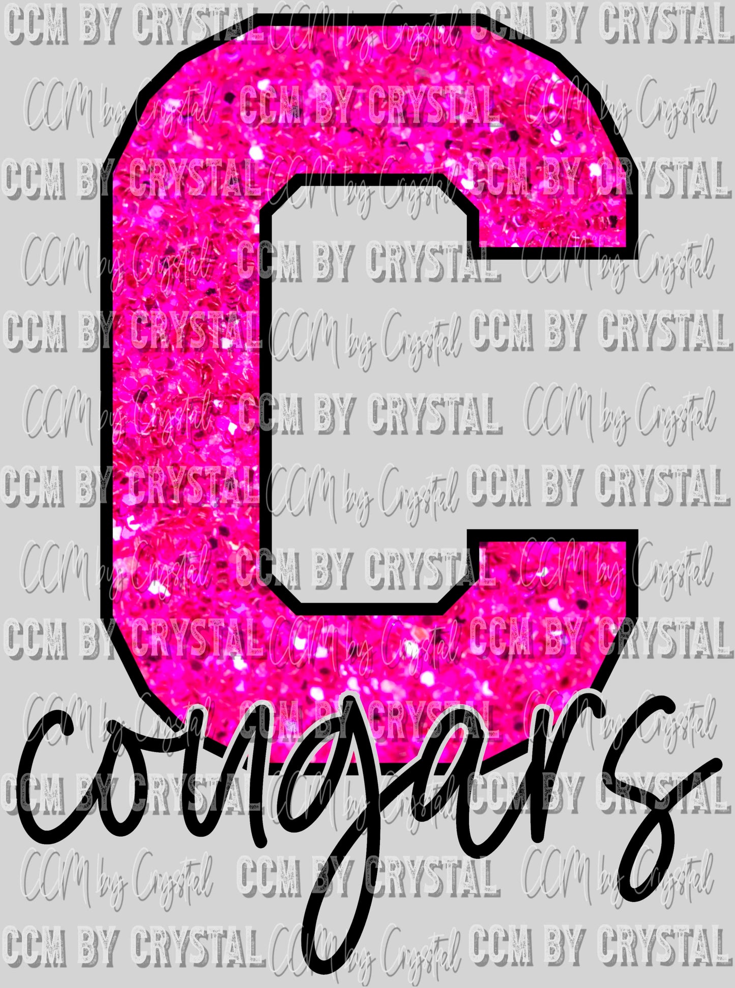 C Cougars Mascot Pink Out Ready to Press Transfer