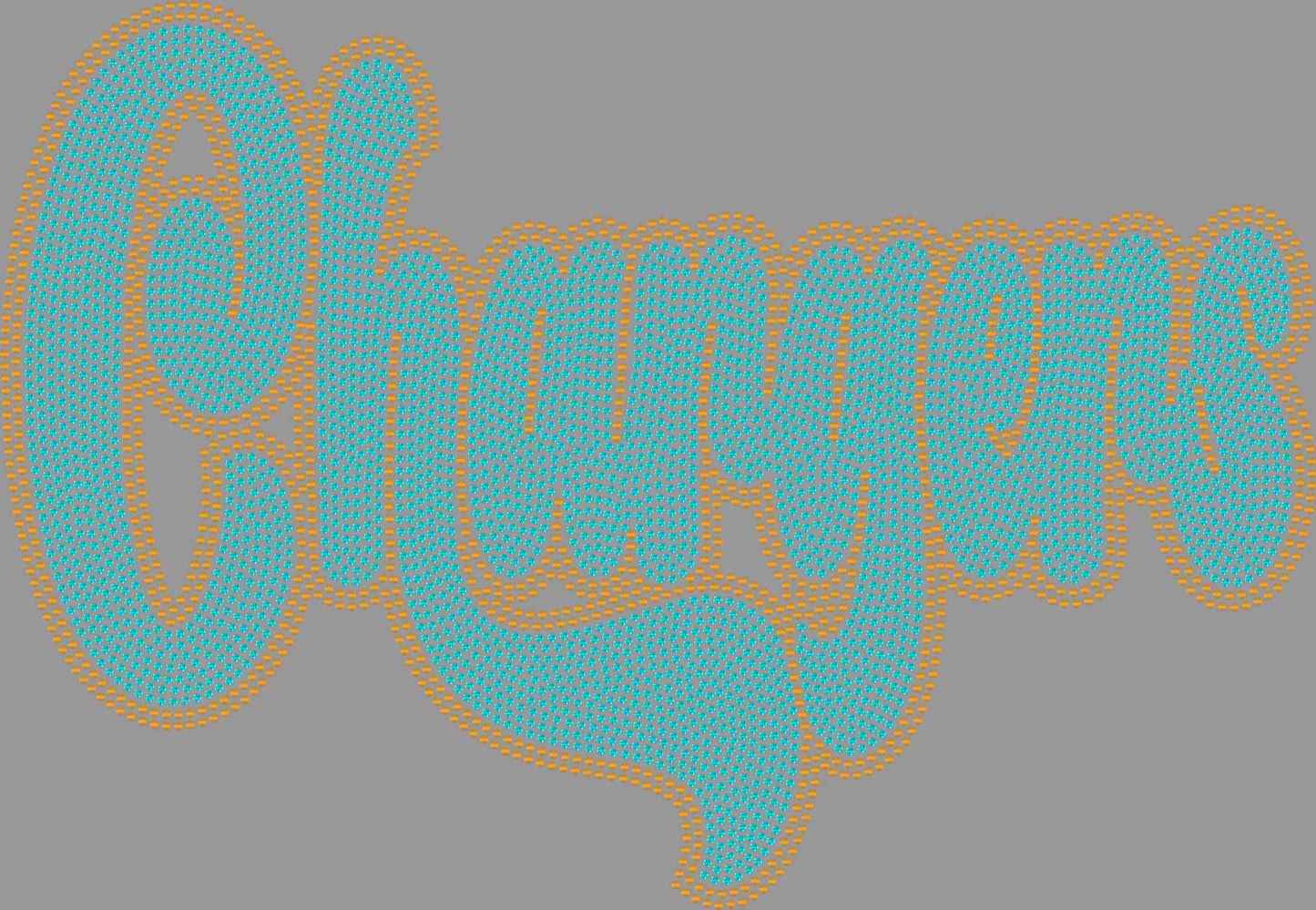 Chargers 2-Color Approximately 11" wide Spangle Transfer