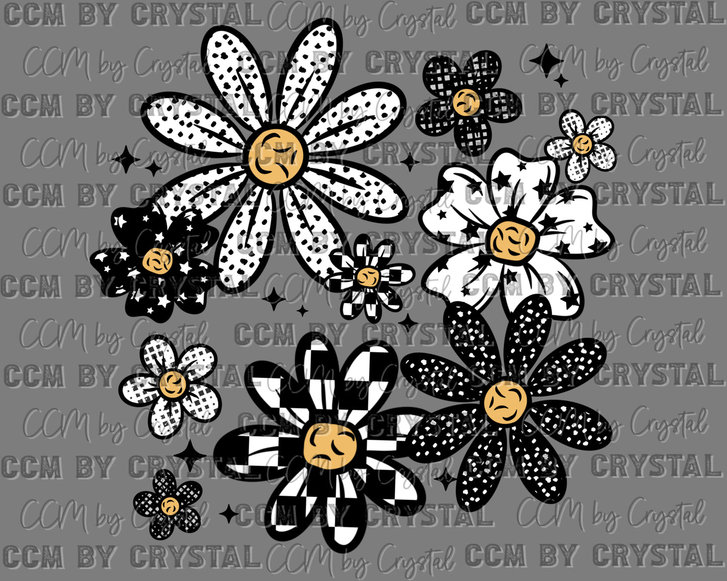 Checkered Daisys Ready to Press Transfer DTF Transfer Sublimation Transfer