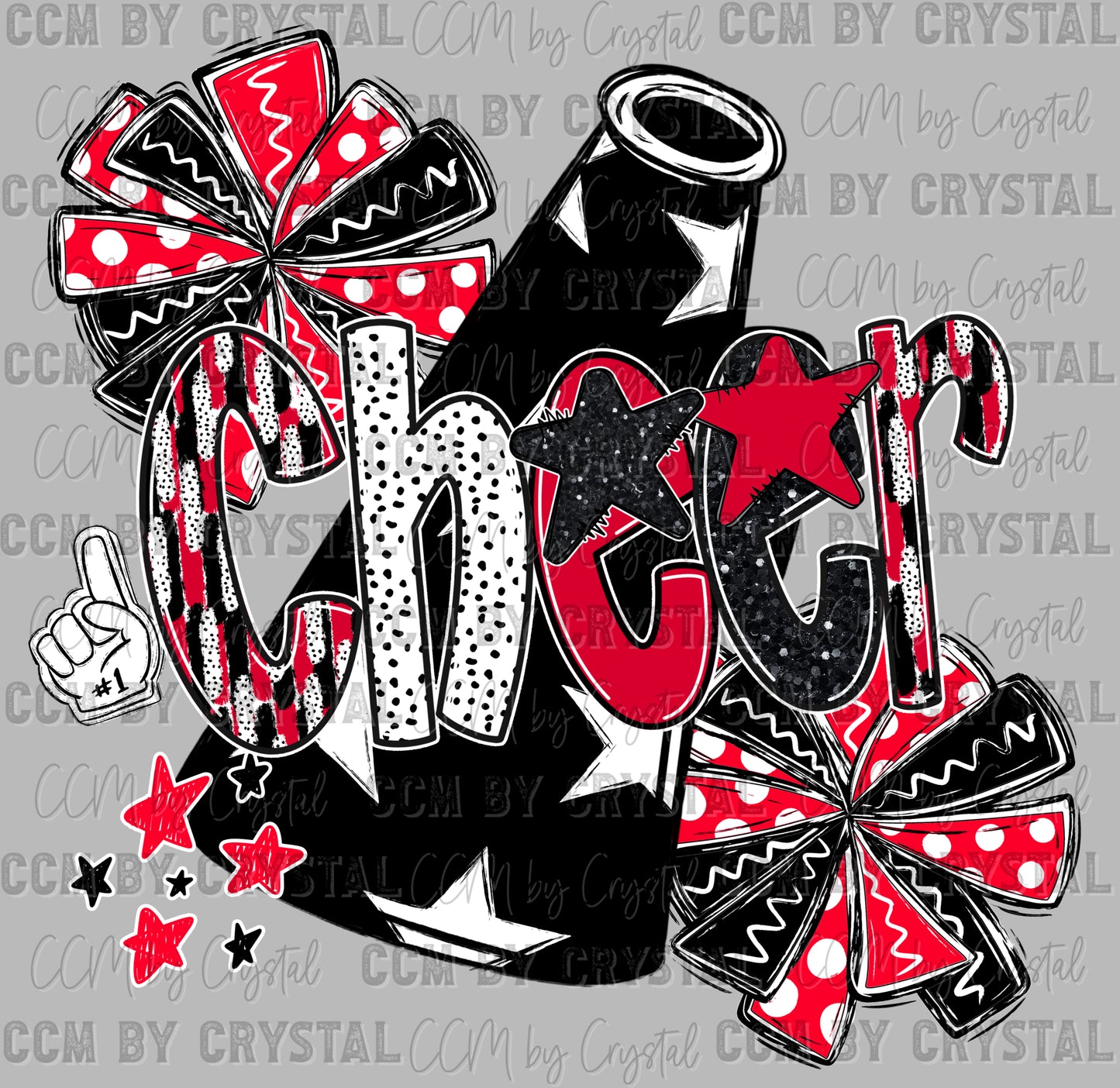 Cheer Red Black Faux Fake Glitter DTF Transfer Sublimation Transfer