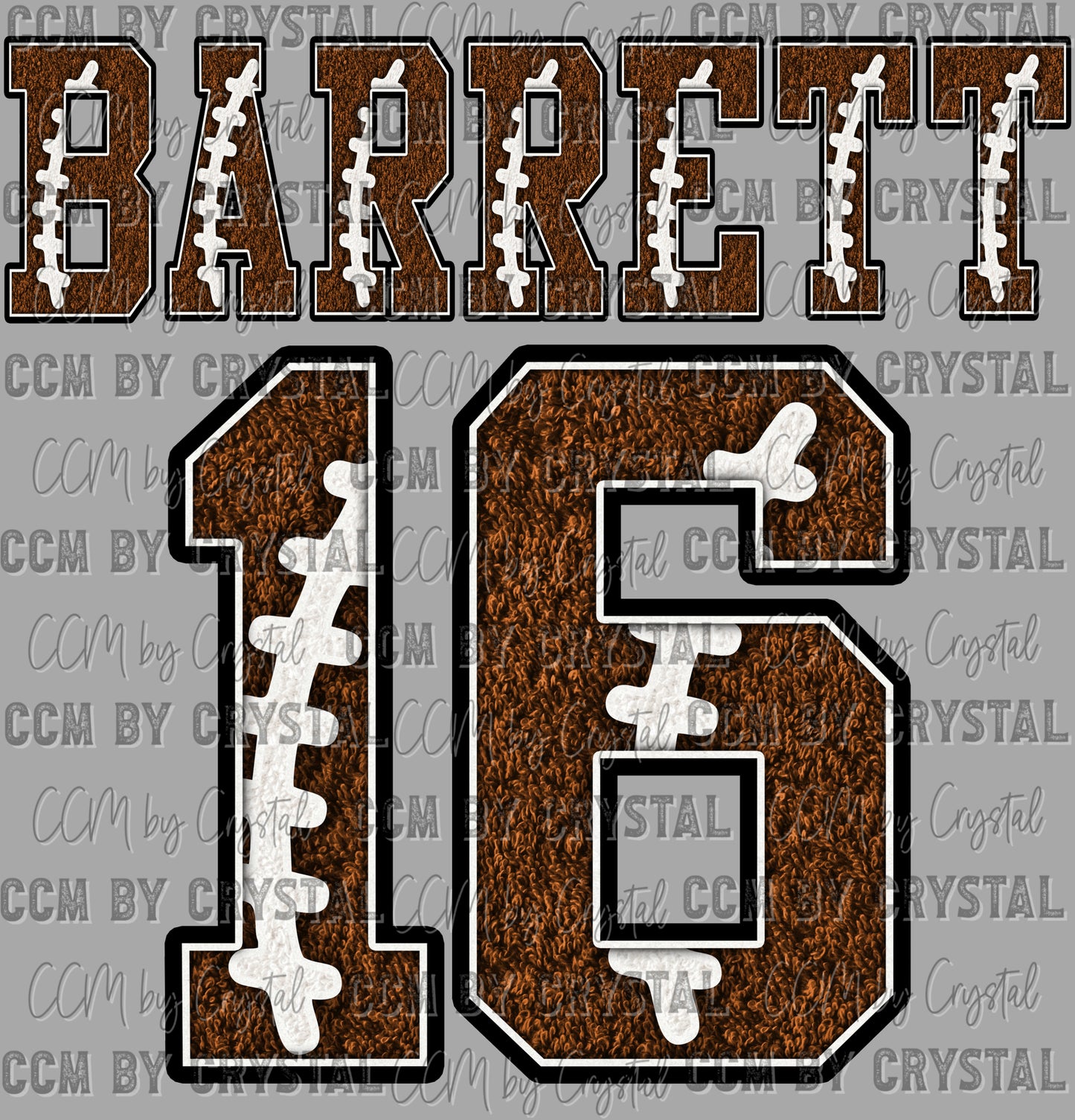 Personalized Football Faux Chenille Name and Number Ready to Press Transfer DTF Transfer Sublimation Transfer