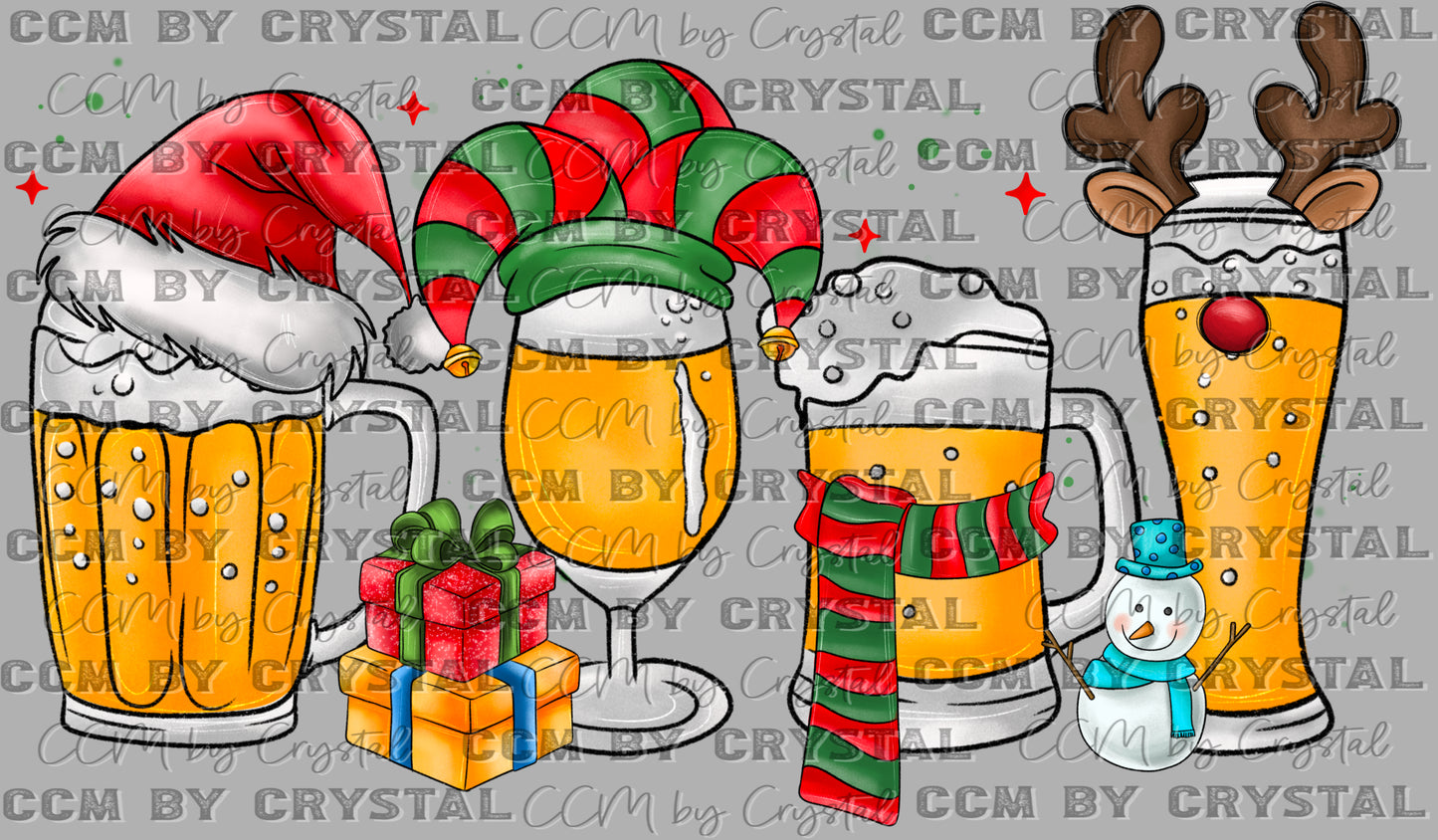 Christmas Beer Ready to Press Transfer DTF Transfer Sublimation Transfer