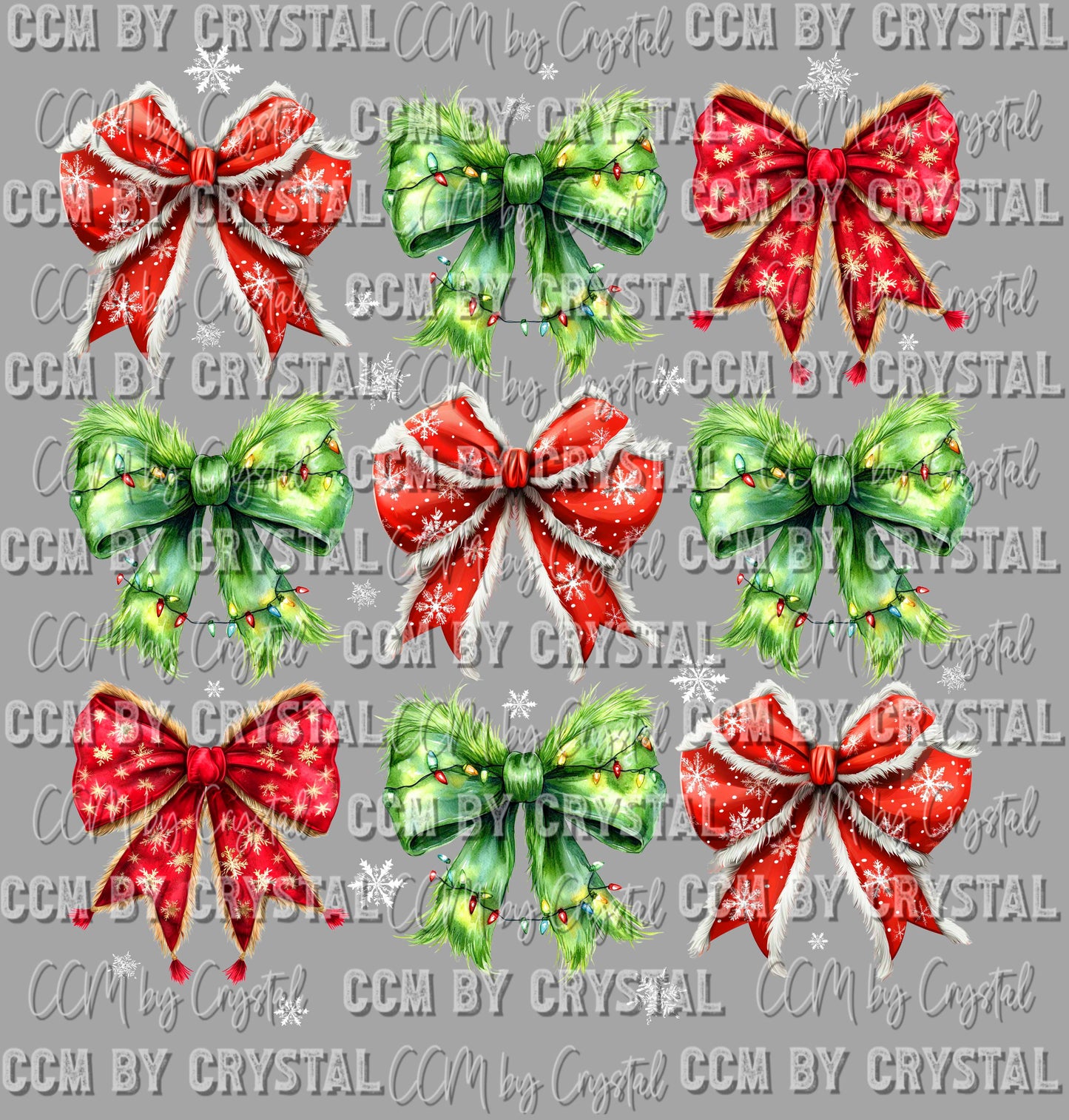 Christmas Coquette Bows Ready to Press Transfer DTF Transfer Sublimation Transfer