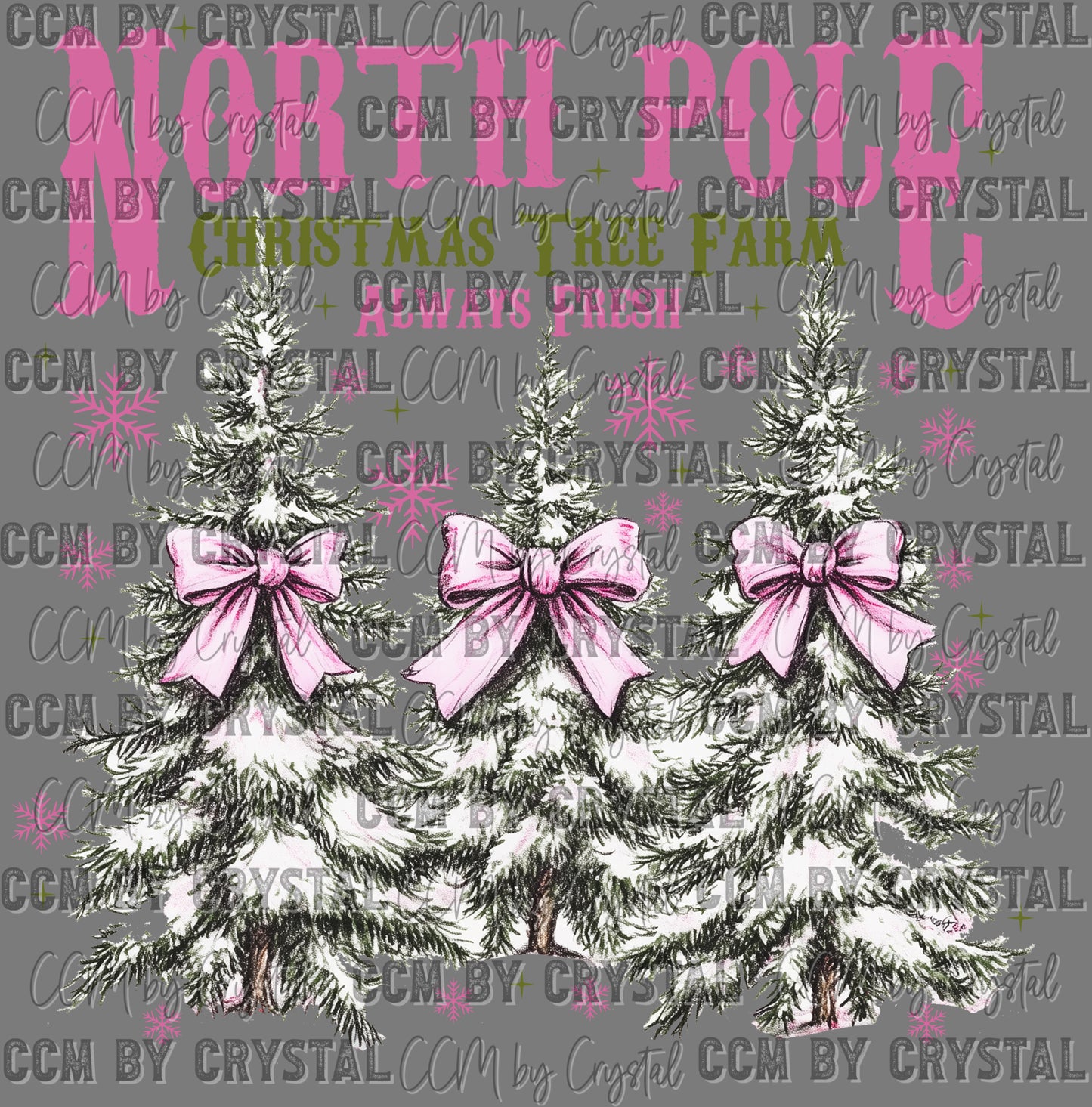 North Pole Christmas Tree Farm Ready to Press Transfer DTF Transfer Sublimation Transfer
