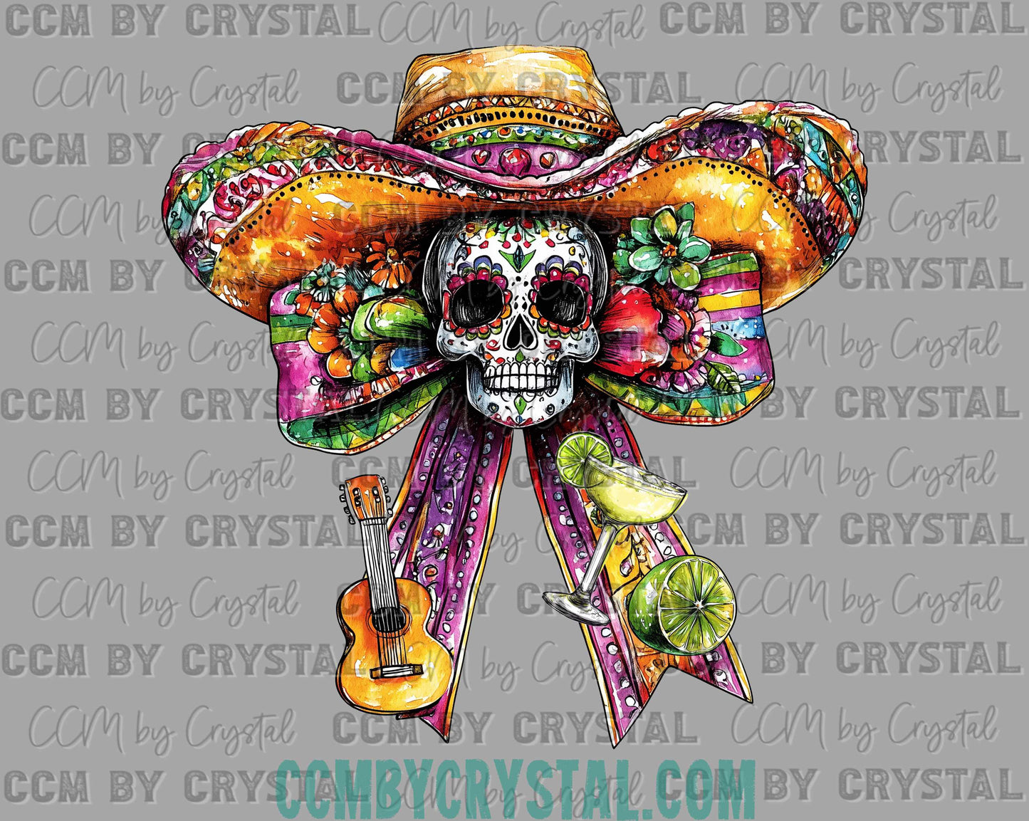 Sugar Skull Cinco De Mayo Ready to Press Transfer DTF Transfer Sublimation Transfer