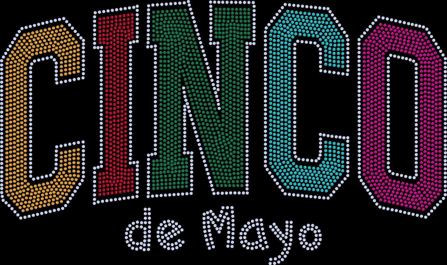 Cinco de Mayo 6-Color Approximately 11" wide Spangle Transfer