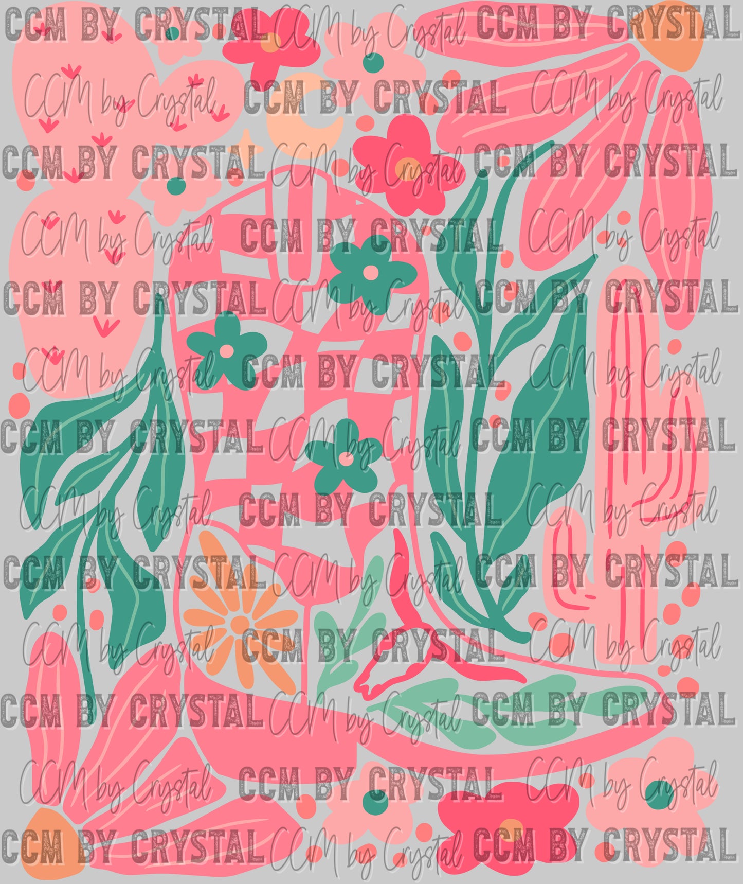 Boho Cowgirl Boot Clean Rodeo Western Ready to Press Transfer DTF Transfer Sublimation Transfer