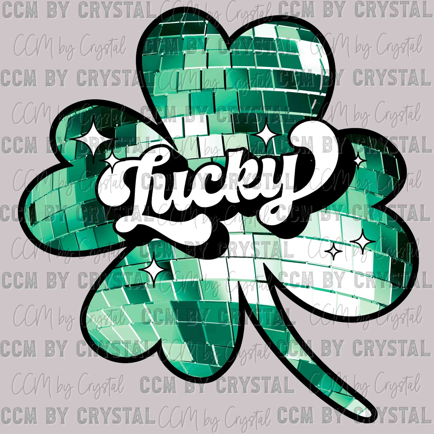 St. Patrick's Day Green Lucky Clover Disco Ready to Press Transfer