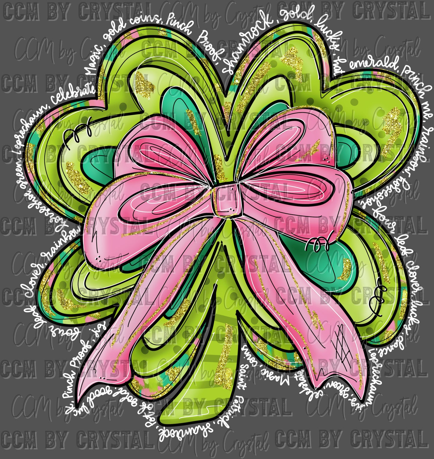 St Patrick's Day Clover With Words Ready to Press Transfer DTF Transfer Sublimation Transfer