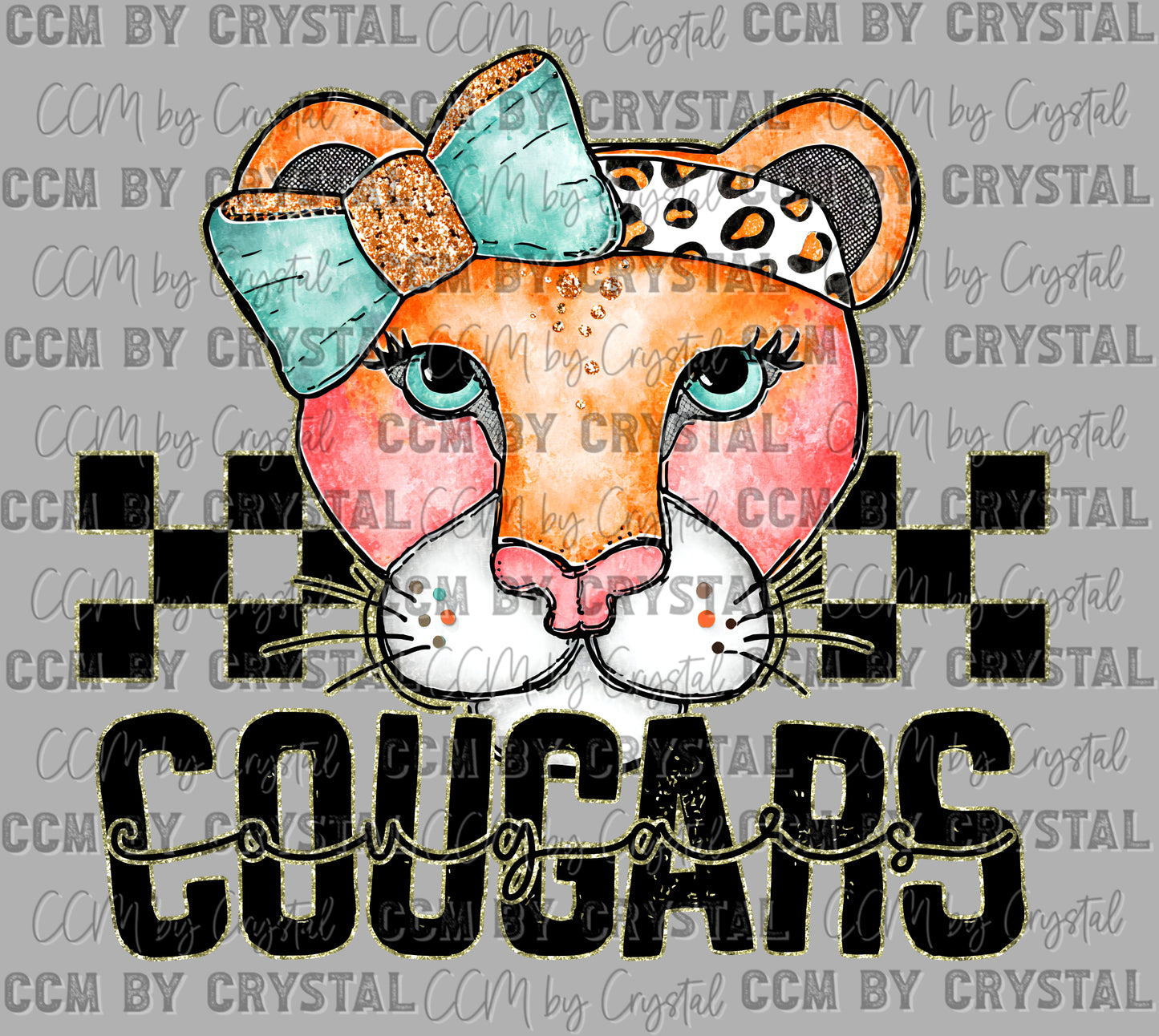 Cougars Cartoon Mascot Ready to Press Transfer DTF Transfer Sublimation Transfer