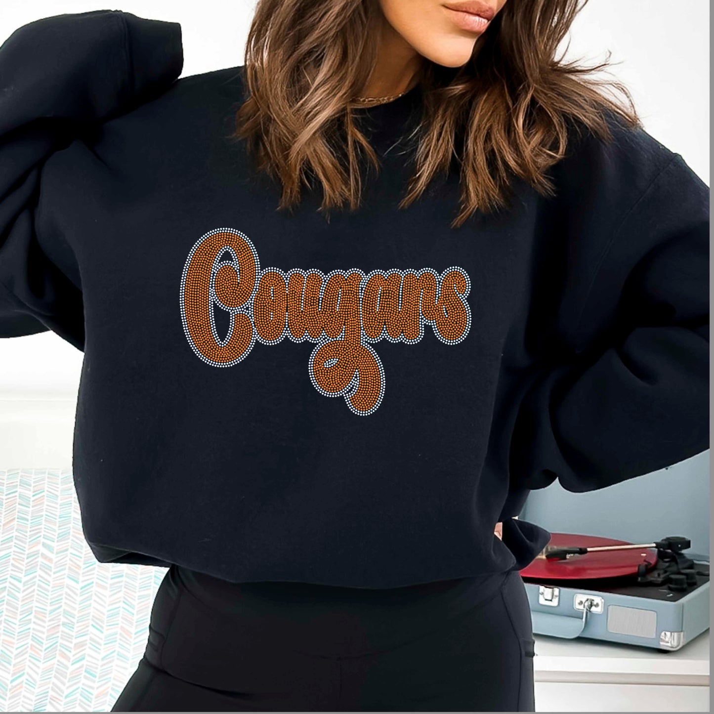 Cougars 2-Color Approximately 11" wide Spangle Transfer