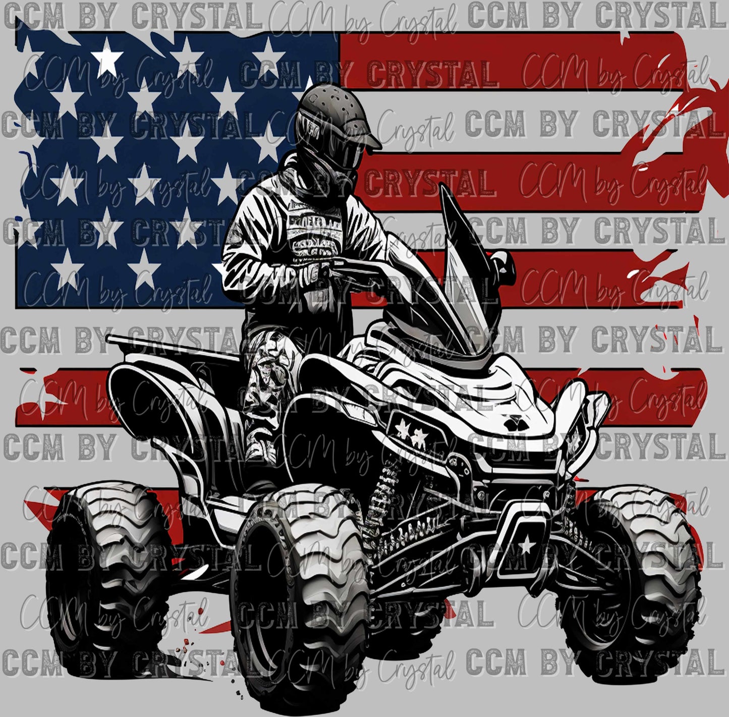 USA Flag ATV Rider Ready to Press Transfer
