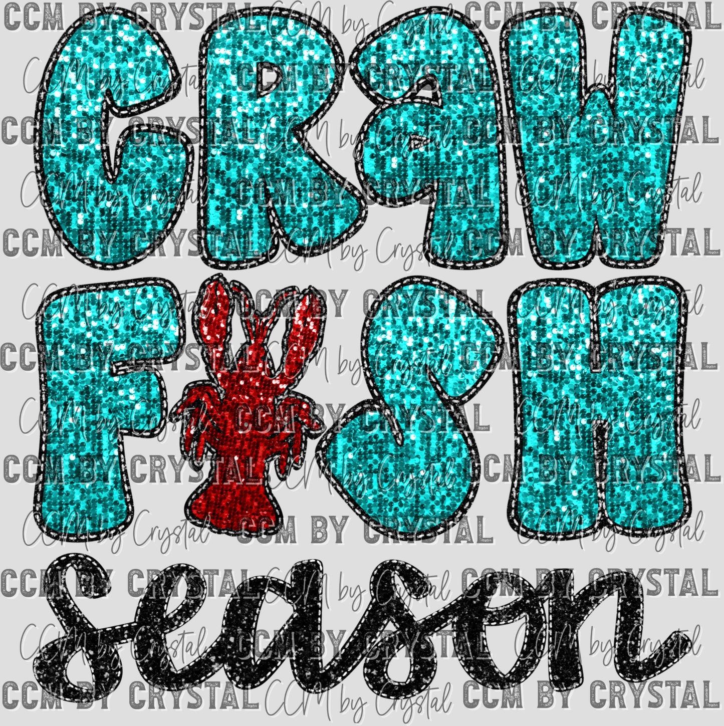 Crawfish Season Faux Sequins Ready to Press Transfer