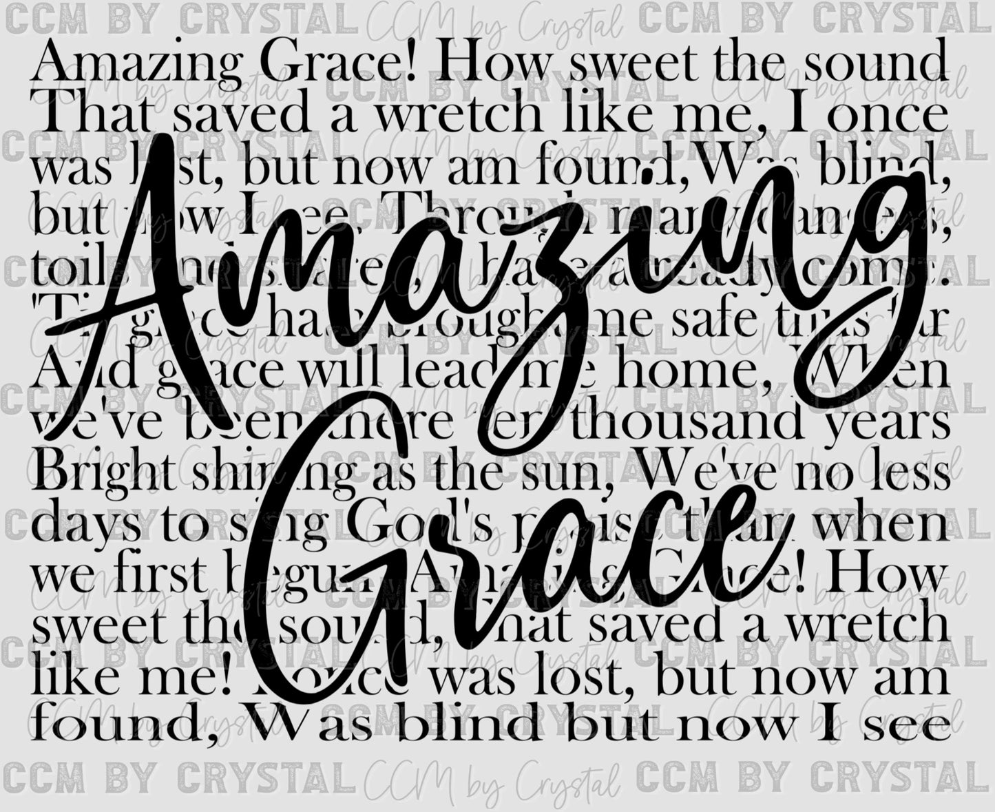 Amazing Grace Black Ready to Press Transfer