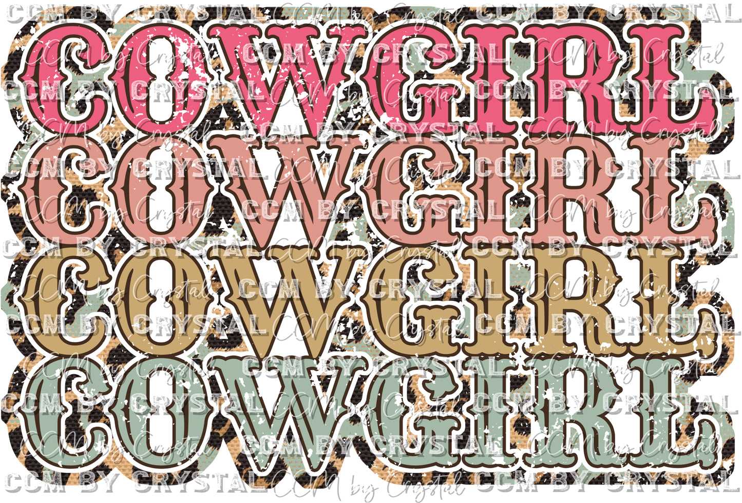 Cowgirl Stacked Western Ready to Press Transfer