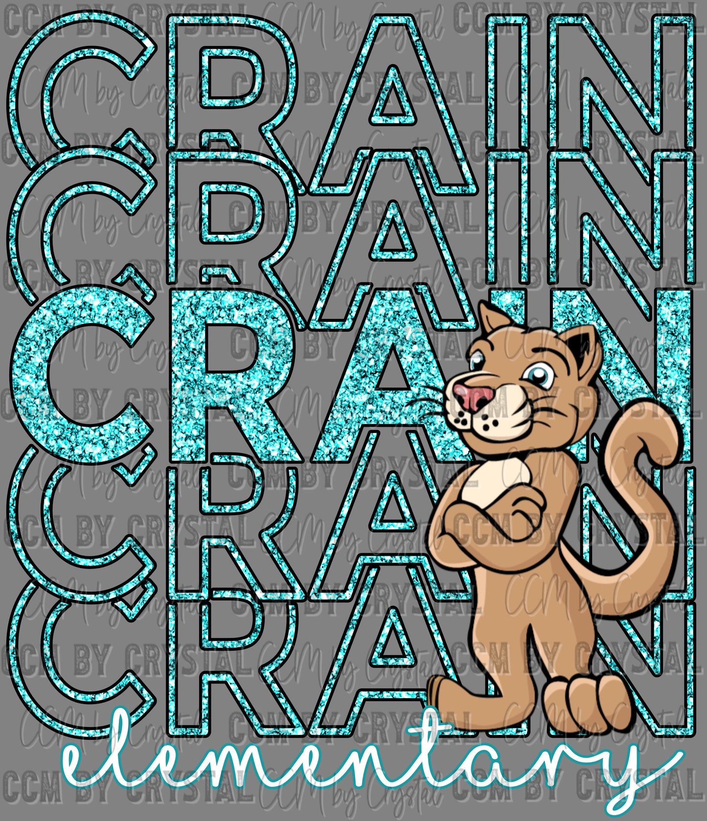 Victoria Crain Elementary Faux Glitter Ready to Press Transfer DTF Transfer