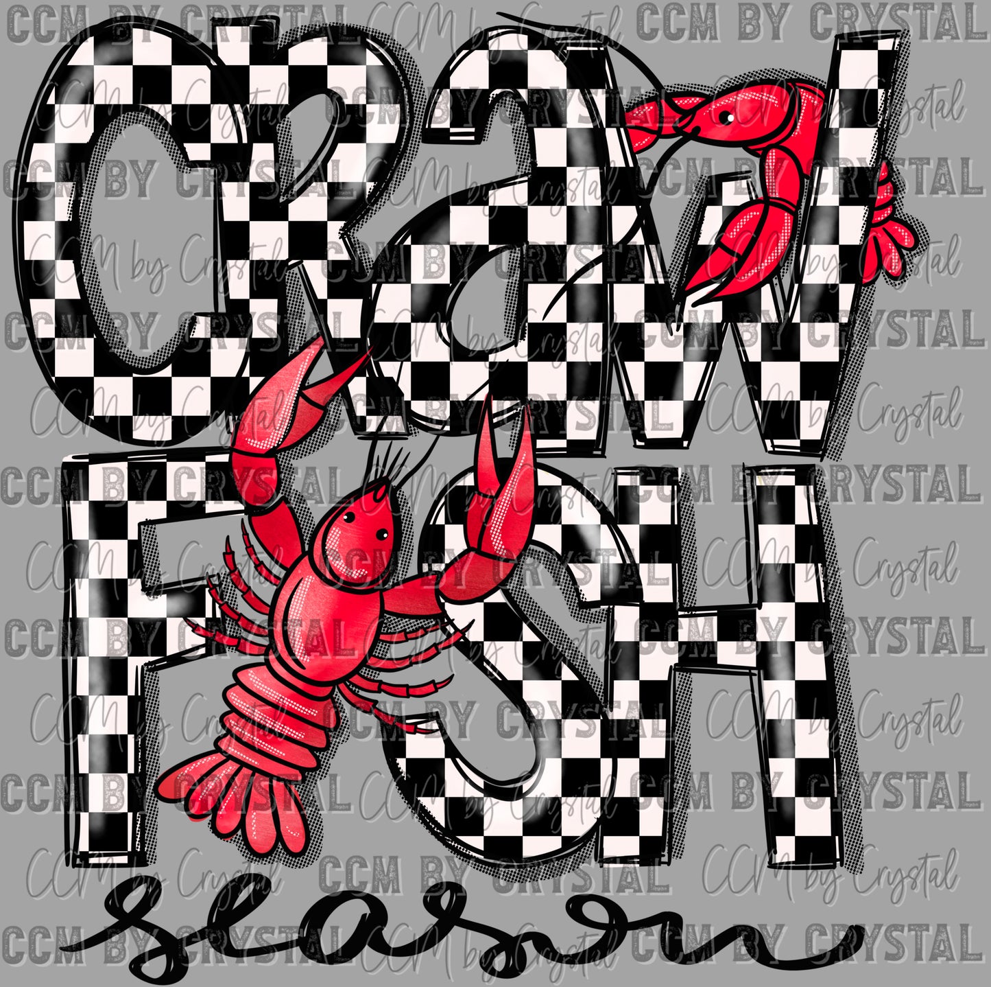 Crawfish Season Checkered Ready to Press Transfer DTF Transfer Sublimation Transfer