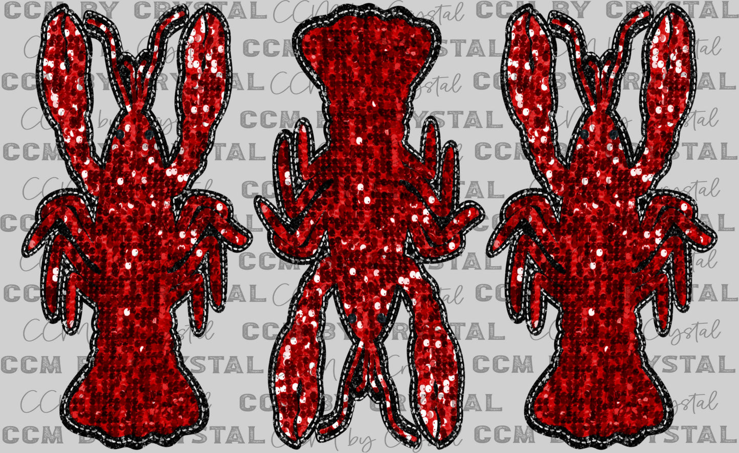 Crawfish Faux Sequins Ready to Press Transfer DTF Transfer Sublimation Transfer
